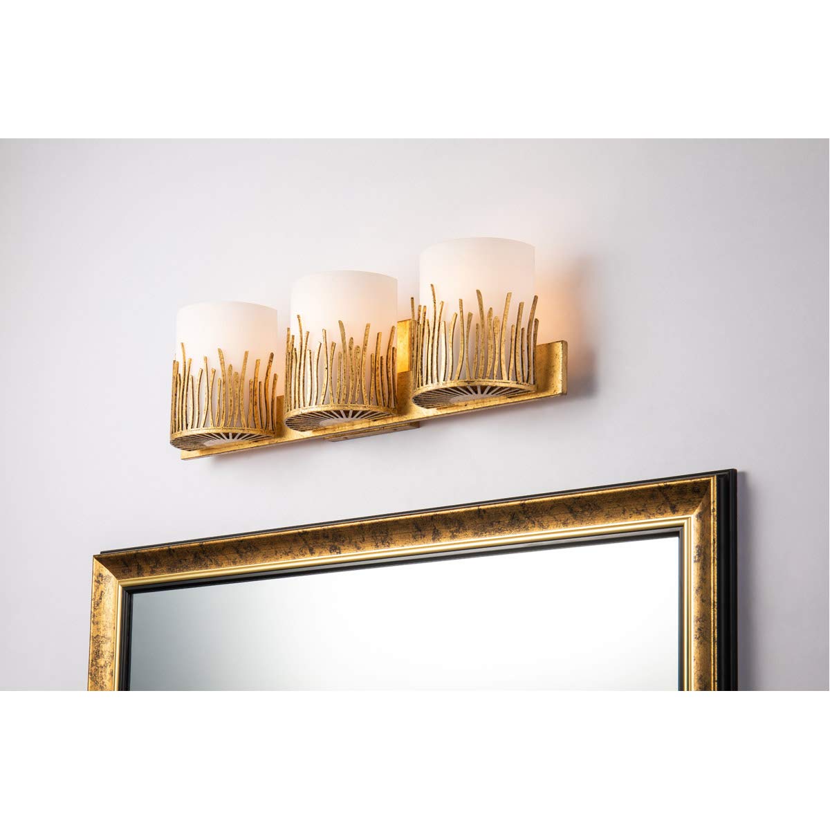 Lucas & McKearn 3-Light Gold Bathroom Vanity Lighting Fixture - Modern Sawgrass Design for Bathroom Mirror, Powder Room & Dressing Area