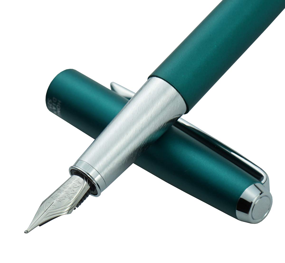 HongDian 525 Green Metal Fountain Pen with Bent Nib - 0.6mm Calligraphy Fude Pen Set Includes Converter & Premium Metal Box | Perfect for Letter Writing, Journaling & Artistic Calligraphy