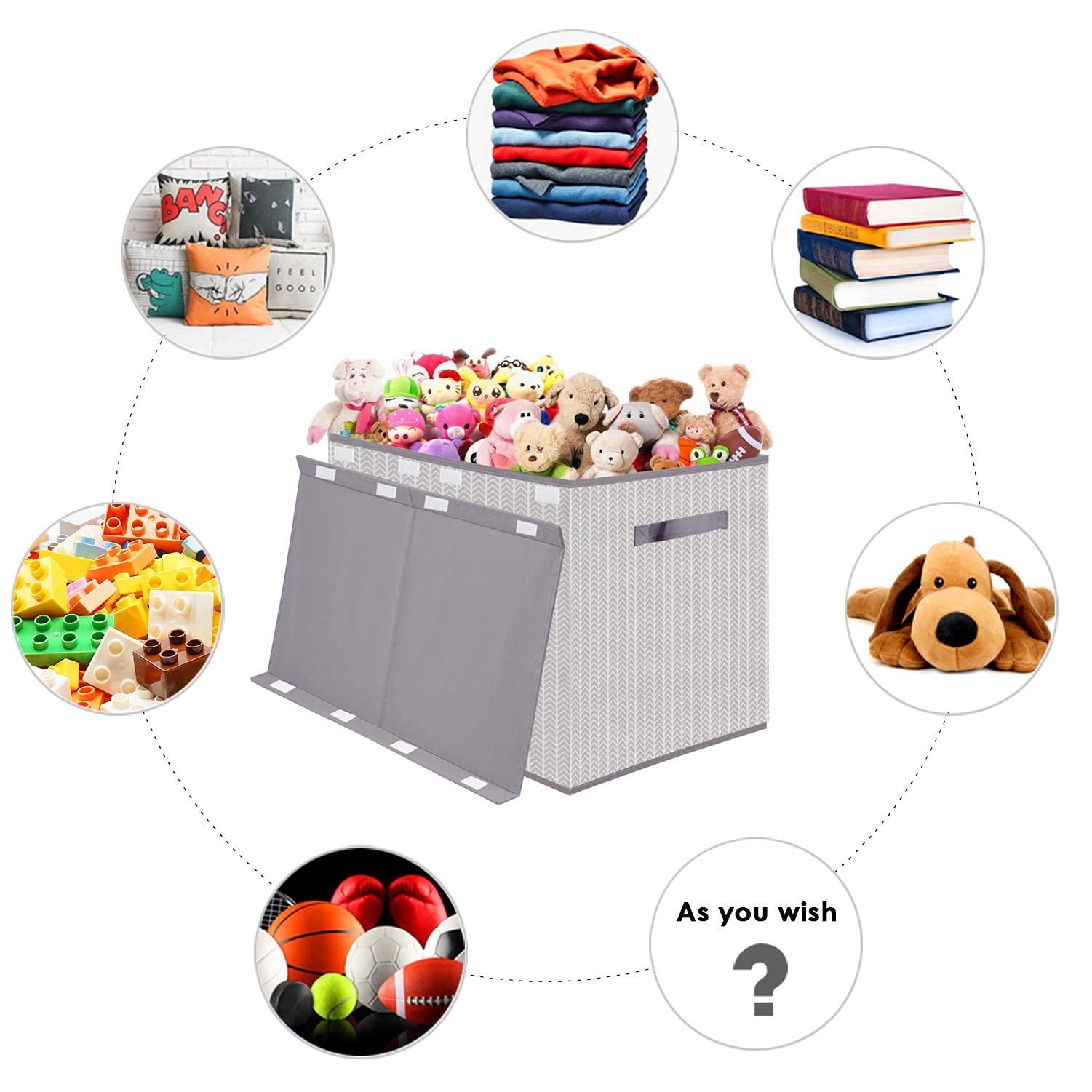 VERONLY 2-Pack Collapsible Toy Storage Box with Lid - Sturdy Kids Toy Organizer Bins with Handles for Nursery, Playroom, Closet | Perfect for Home Organization, Toy Storage & Kids Room Decor