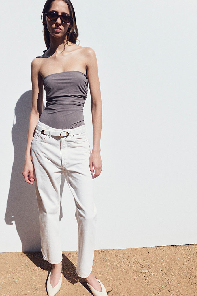 AGOLDE Gwyneth Bodysuit for Women - Soft Stretch Taupe Bodysuit | Perfect for Layering, Casual Wear & Night Out