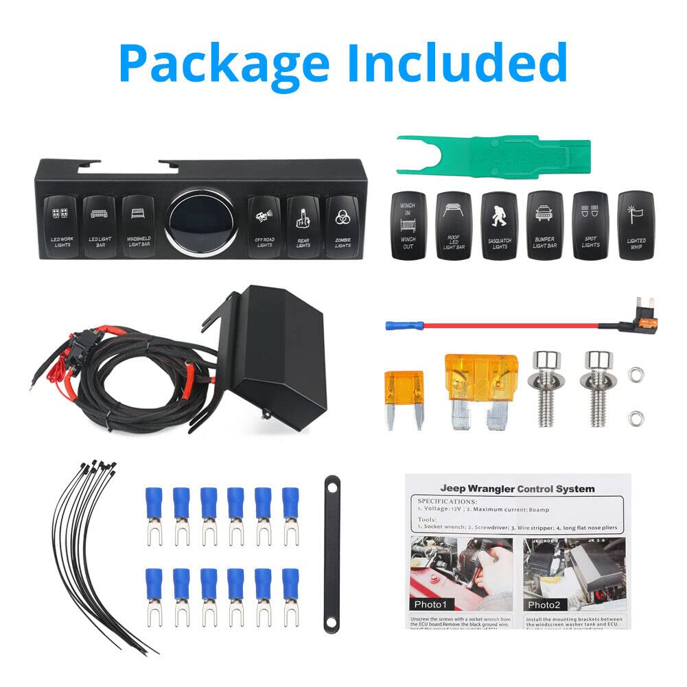6-Switch Pod Toggle Switch Panel - Overhead and Source Control System Box with Wiring Harness Kit (Blue) | Perfect for Car, Boat, RV & Off-Road Vehicle Customization