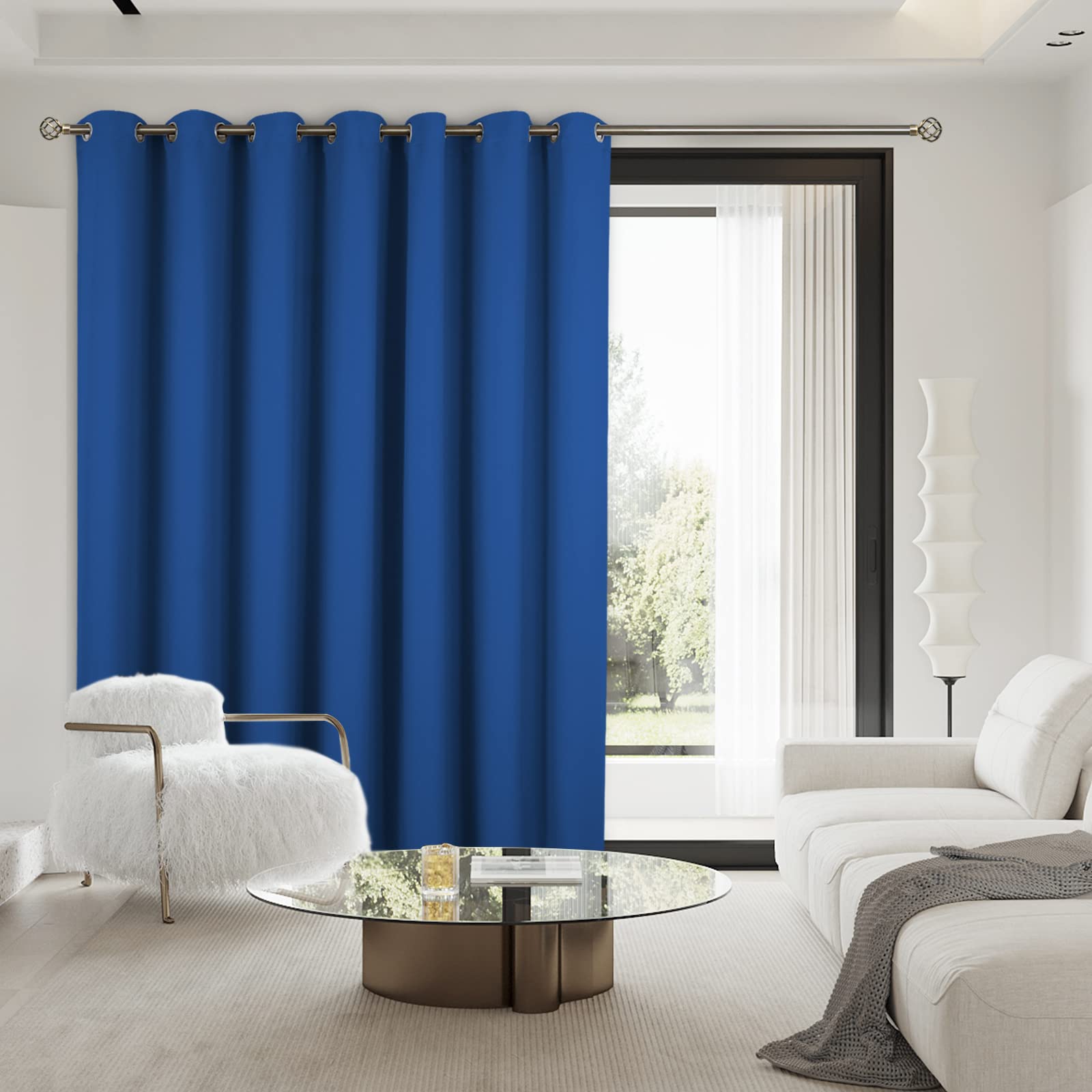 BGment Blackout Curtains for Sliding Glass Doors - 120 Inch Extra Long Room Darkening Curtains for Living Room, Bedroom & Office - Thermal Insulated Window Drapes for Privacy & Light Blocking - Royal Blue (1 Panel, 100