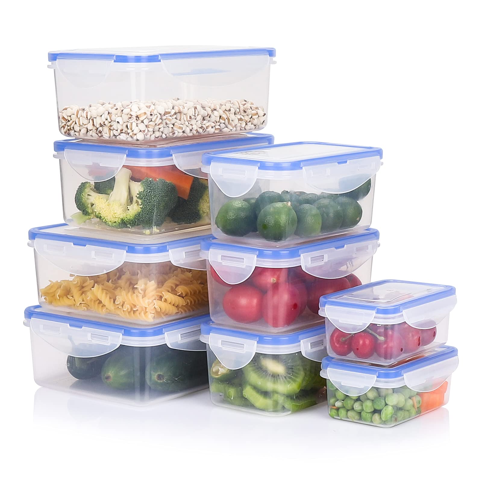 Tauno 9-Pack Airtight Food Storage Containers - BPA-Free Plastic Meal Prep Containers with Leakproof Lids (35 Cup/9 Quart Total) - Perfect for Lunch Boxes, Meal Prepping & Kitchen Organization