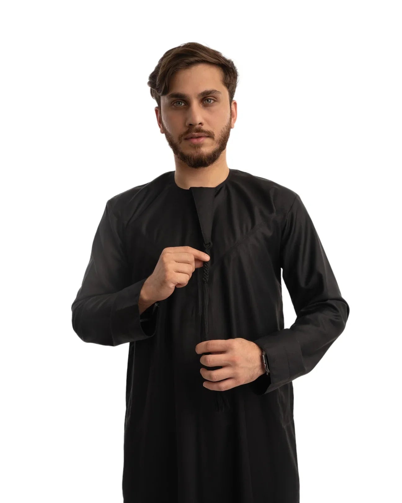 Premium Black Emirati Thobe for Men - Traditional Arabic Jubbah for Weddings, Eid & Special Occasions