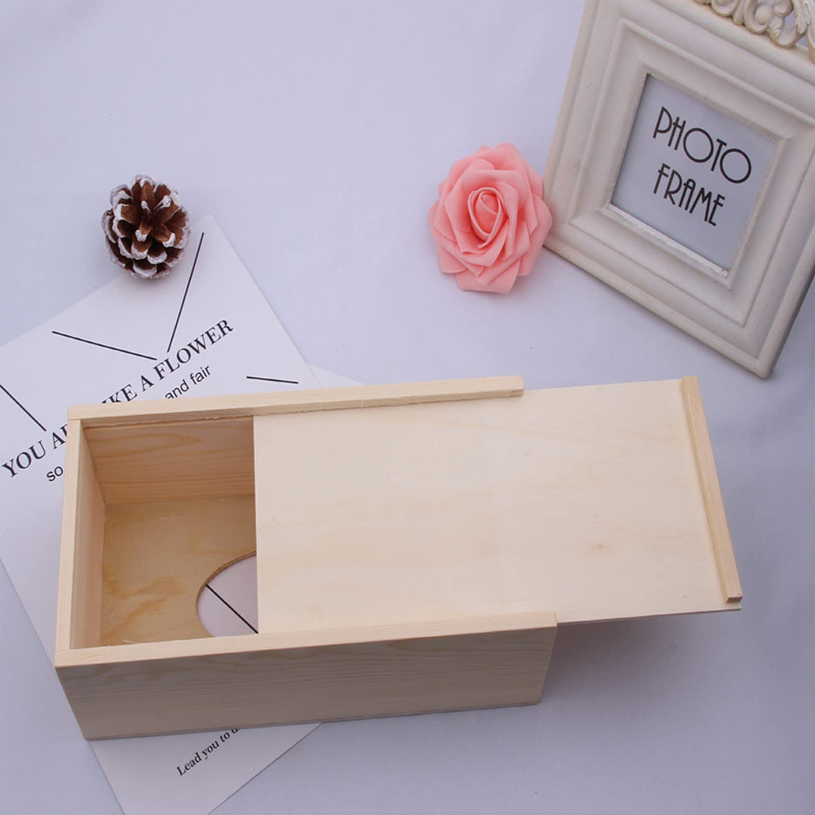 DIY Unfinished Wood Tissue Box - Handmade Rectangular Tabletop Napkin Dispenser 9.4×4.7×3 Inch for Arts & Crafts, Home Decor, Office Desk - Grey (Perfect for Living Room, Bedroom, Bathroom Organization)