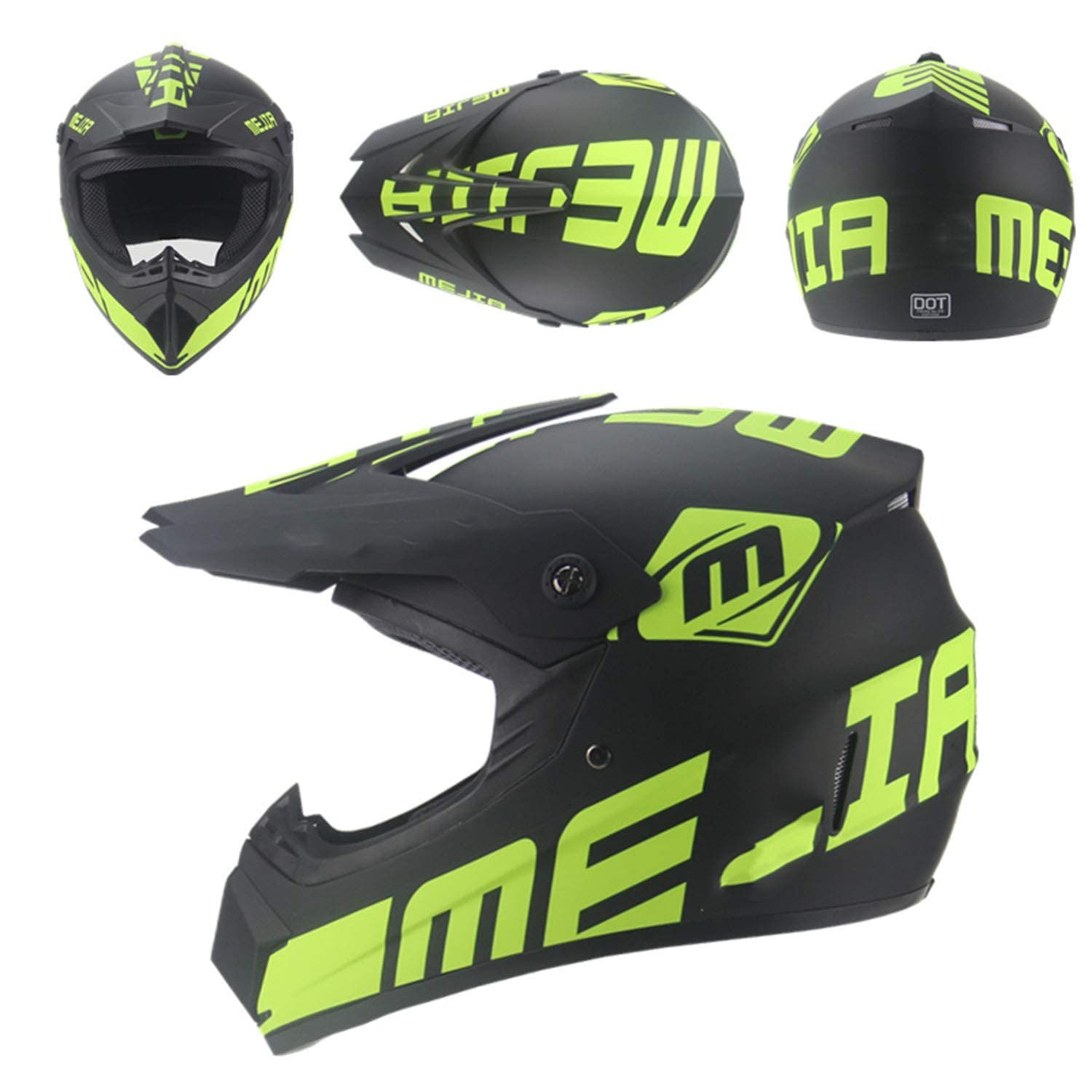 Kids Full Face Motocross Helmet with Goggles & Gloves - DOT Approved MTB Motorcycle Helmet for ATV, Dirt Bike, BMX & Off-Road Riding - Perfect for Youth MX Racing & Adventure Trail Riding