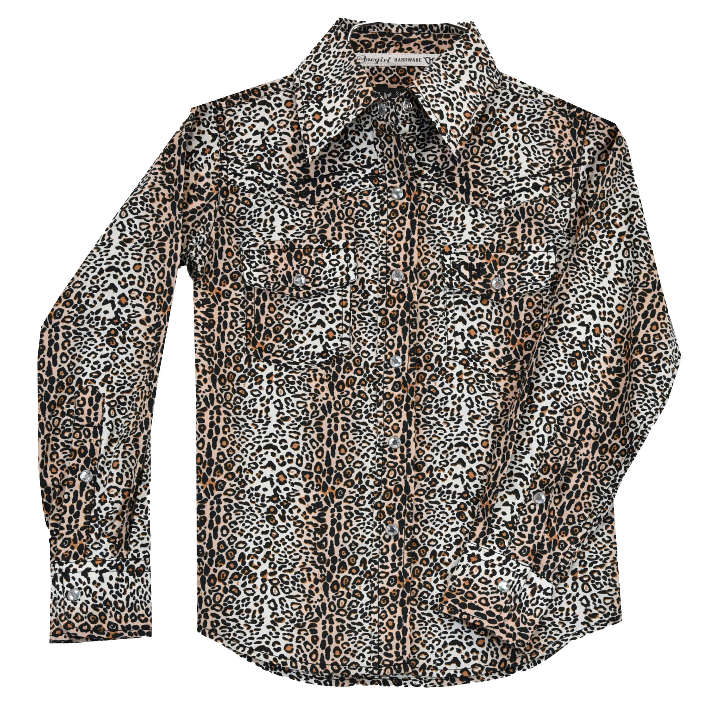 Youth Girls' Leopard Print Long Sleeve Western Shirt for Cowgirl Costume, Rodeo Party & Western Fashion Outfits