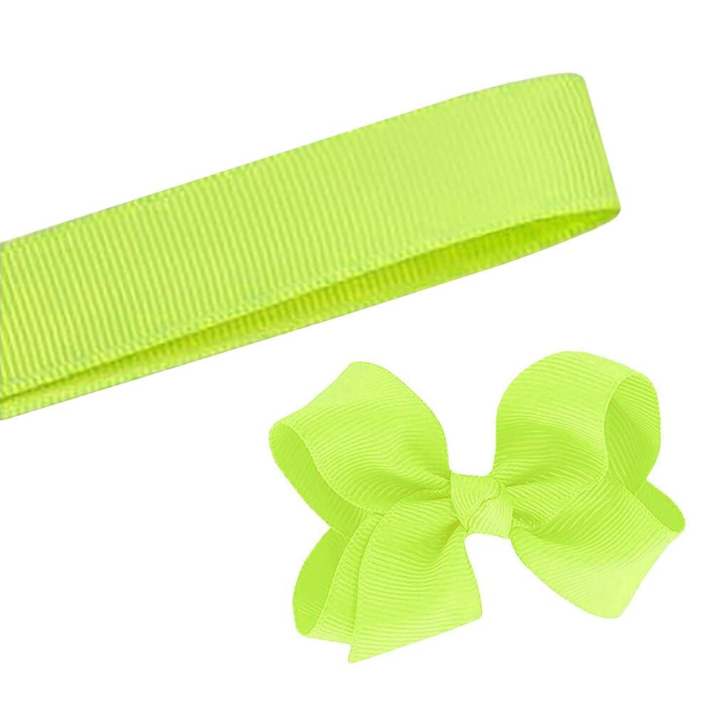 5 Yards Solid Neon Yellow Grosgrain Ribbon - 1.5 Inch Wide DIY Craft Ribbon for Hair Bows, Gift Wrapping, Scrapbooking & Party Decorations (Made in USA)