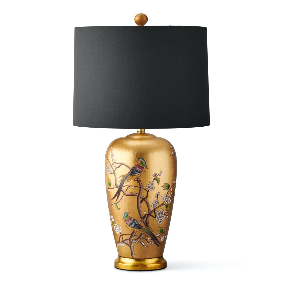 Elegant Gold Jar Lamp with Cherry Blossom Design - Vintage Home Decor for Living Room, Bedroom & Office Lighting