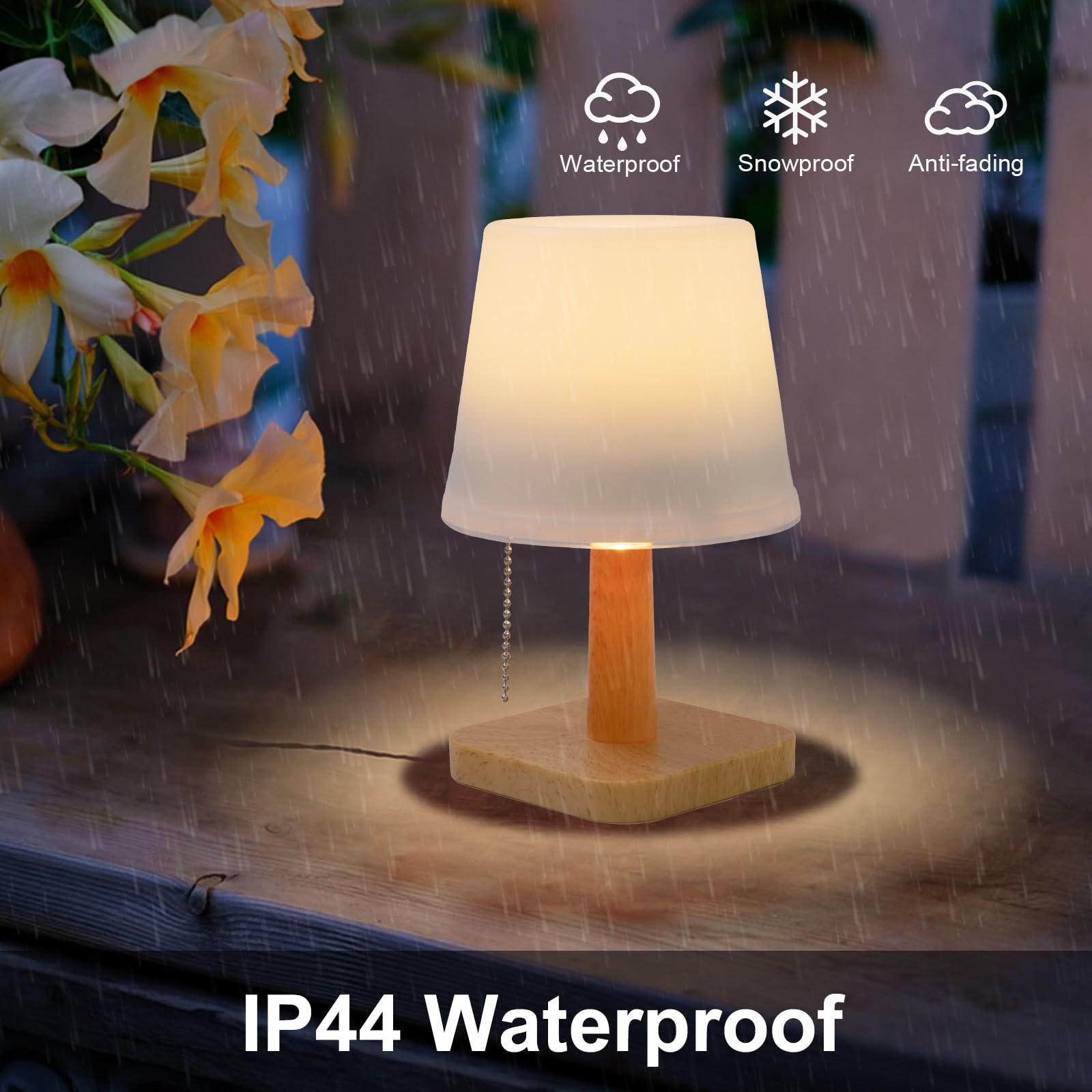 Pearlstar LED Solar Table Lamp - 2 Pack, White Outdoor Solar Powered Lights for Patio, Garden, Yard, Coffee Table - 2 Lighting Modes, Auto On/Off - Perfect for Nighttime Ambiance, Outdoor Dining, and Cozy Indoor Desk Lighting
