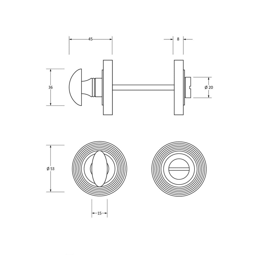 Polished Stainless Steel Beehive Round Bathroom Thumbturn Lock - Durable & Elegant Door Knob for Bathroom Privacy & Security - Perfect for Home, Hotel & Office Use