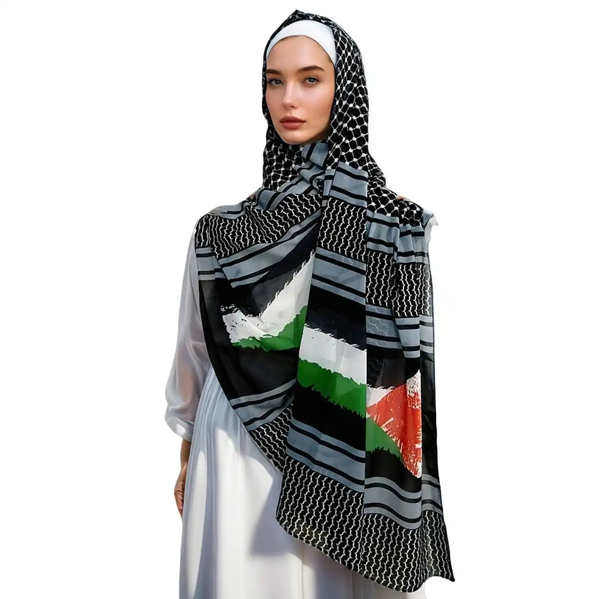 Urgarment Women's Keffiyeh Palestine Hijab Scarf - Lightweight Chiffon Kuffiyeh with 20 Color Options - Perfect for Everyday Wear, Cultural Events & Modest Fashion