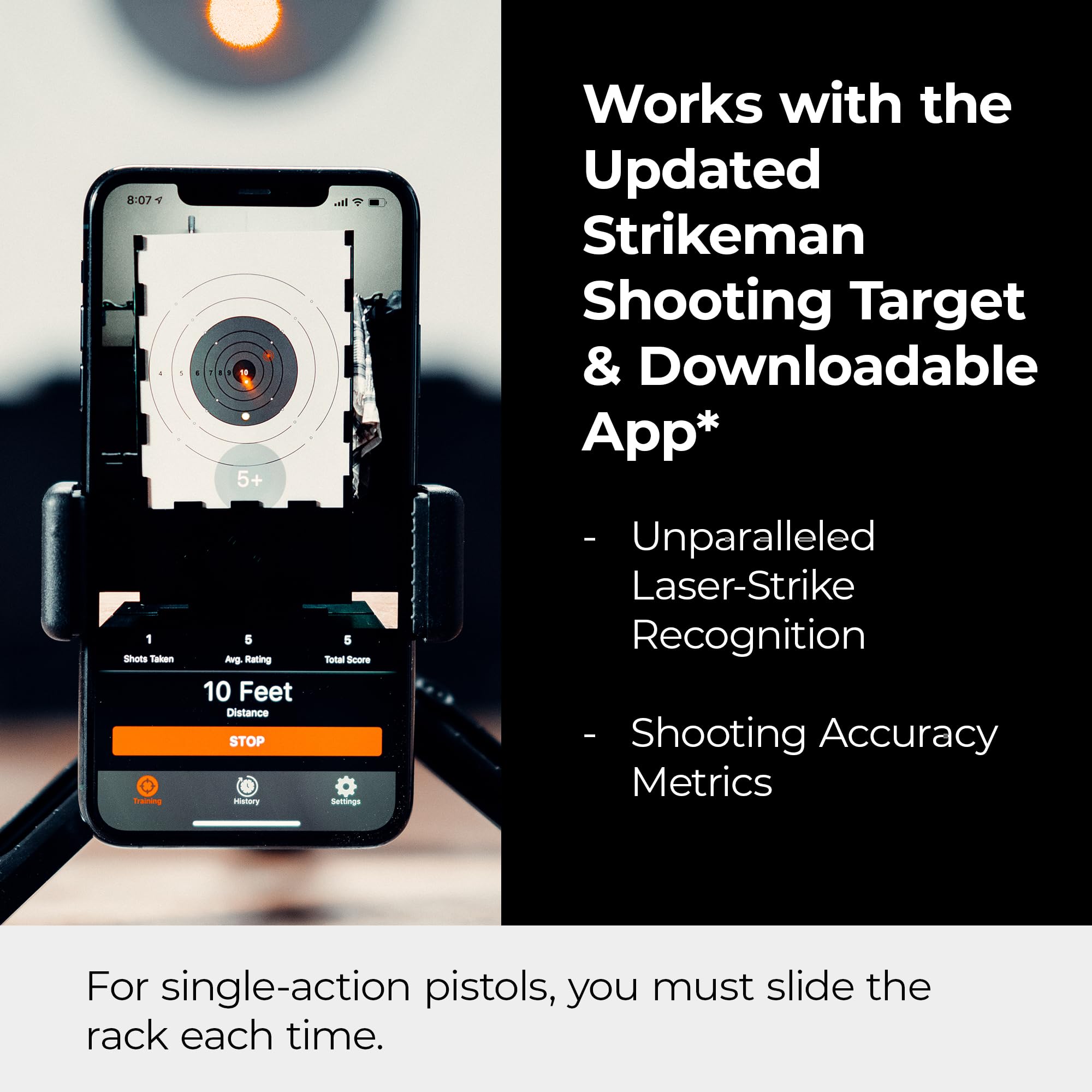 Strikeman Dry-Fire Laser Training System for Pistols - Laser Target Shooting Practice Kit with Free App (No Subscription), Cartridge, Target & Phone Holder - Perfect for Home Defense Training & Indoor Shooting Practice