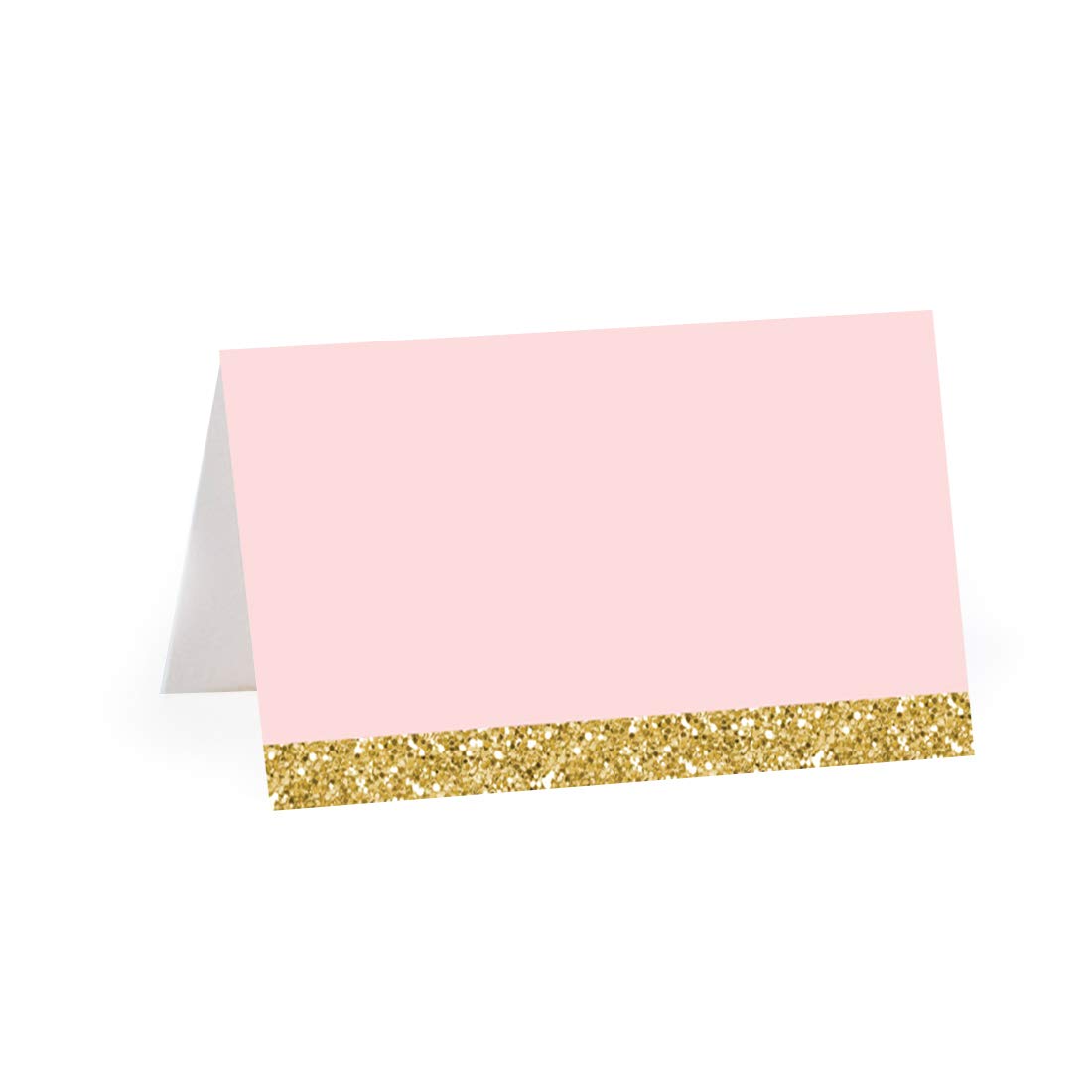 Blush Pink Gold Glitter Printable Wedding Table Tent Place Cards - 20-Pack Blank Name Cards for Baby Shower, Graduation & Table Settings | Elegant Seat Placement & Food Cards for Special Events
