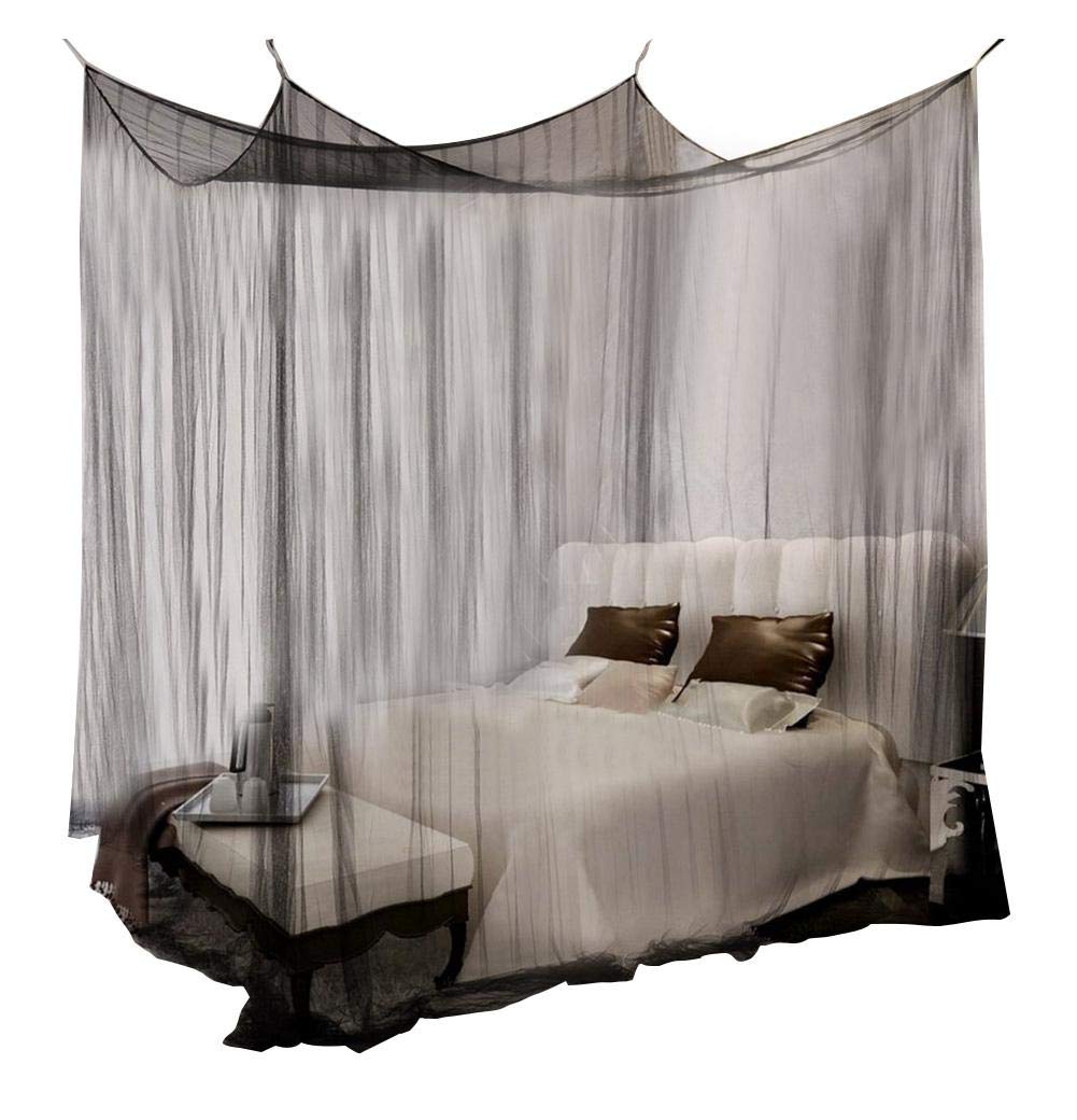 Universal Polyester Mosquito Net for Full to King Beds - Black, Indoor & Outdoor Use