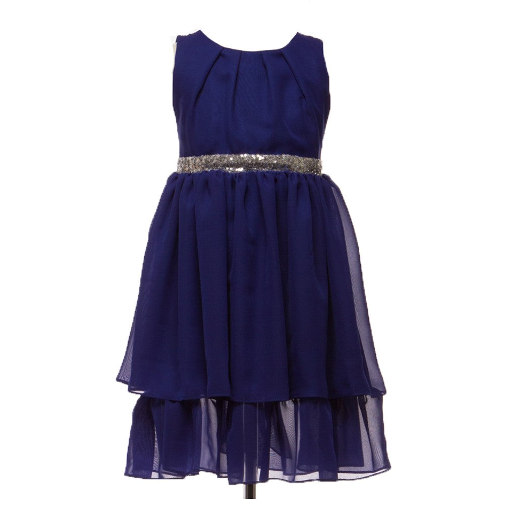 Royal Blue Chiffon Sequined Junior Bridesmaid Dress for Teen Girls - Size 8-16 - Perfect for Weddings, Prom, Quinceañera & Special Occasions