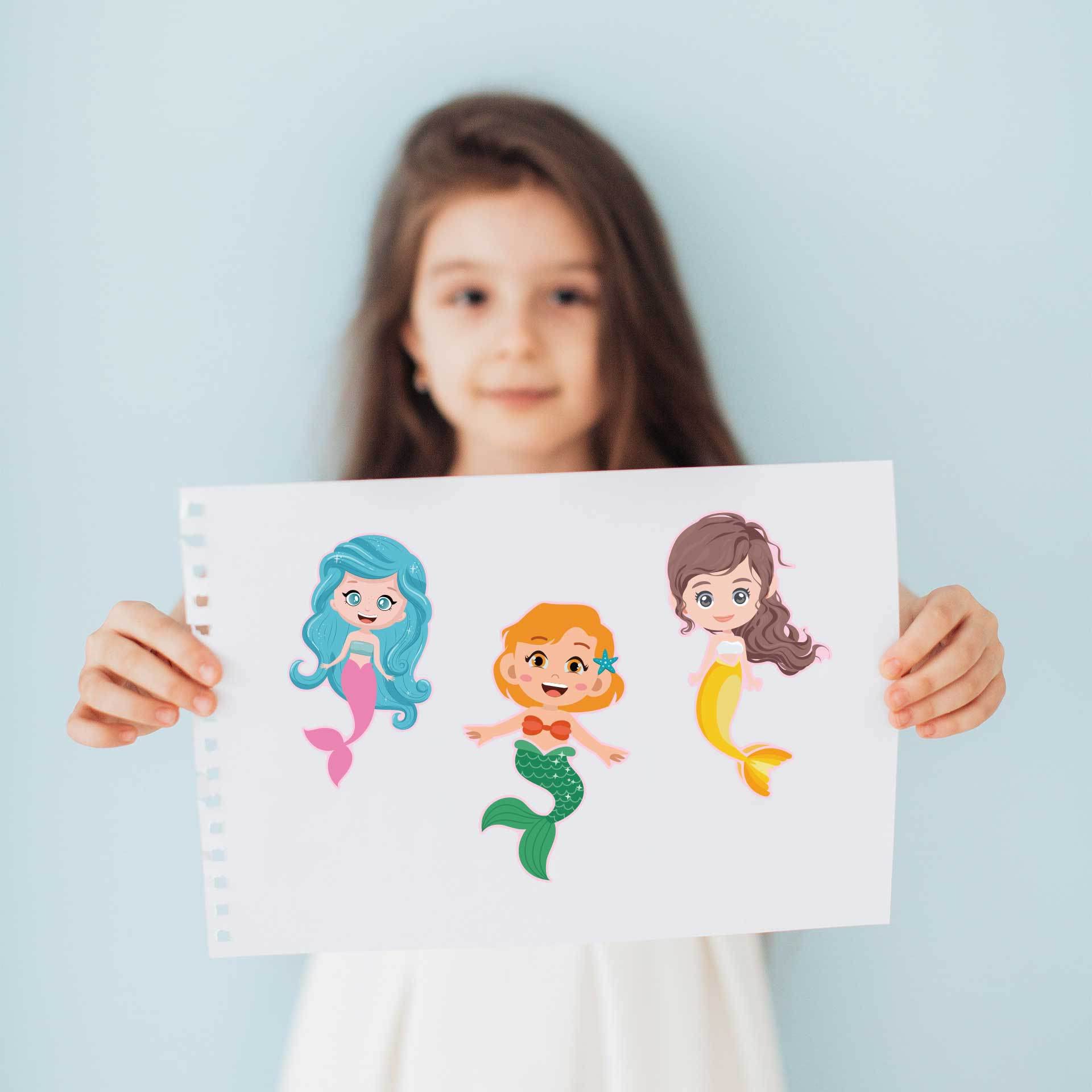 DIY Mermaid Princess Stickers for Kids - 24 Sheets Make Your Own Face Stickers, Mermaid Craft Kit for Toddlers, Party Favors & Creative Activities | Perfect for Birthday Parties, Classroom Projects & Arts and Crafts Time