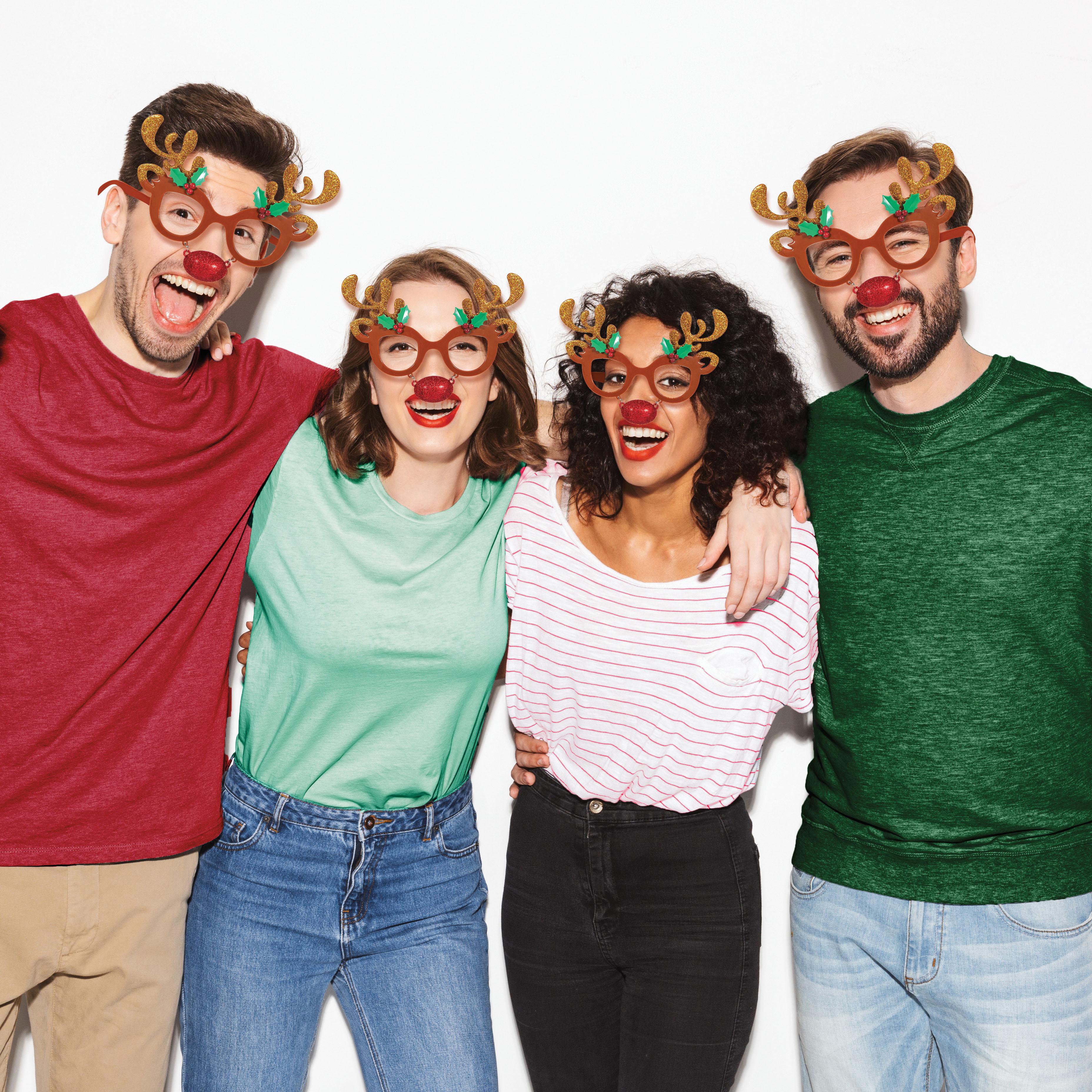 12-Piece Bulk Reindeer Christmas Glasses Party Favors - Festive Holiday Drinkware for Christmas Parties, Office Celebrations & Family Gatherings