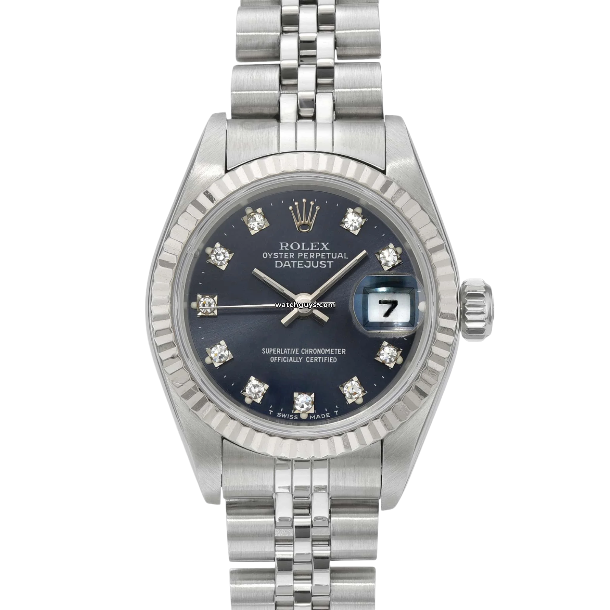 Rolex Datejust 69174 Ladies Watch - 26mm Blue Dial with Diamond Hour Markers - Luxury Swiss Timepiece for Women - Perfect for Business, Gala & Special Occasions