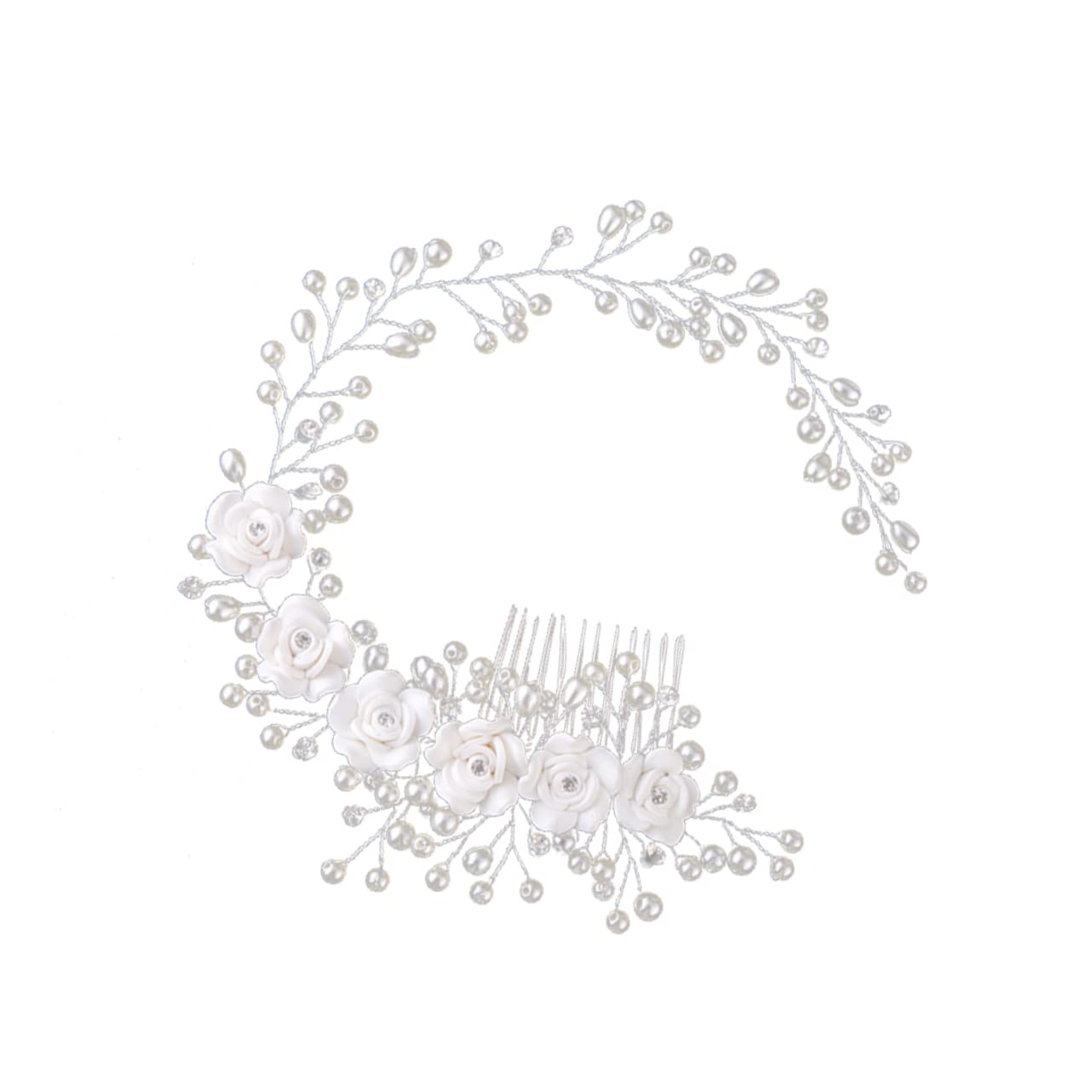 Beavorty Vintage Pearl Bridal Hair Comb - Rose Wedding Hair Accessories for Bridesmaids, Brides & Headdress - Perfect for Weddings, Prom & Special Occasions