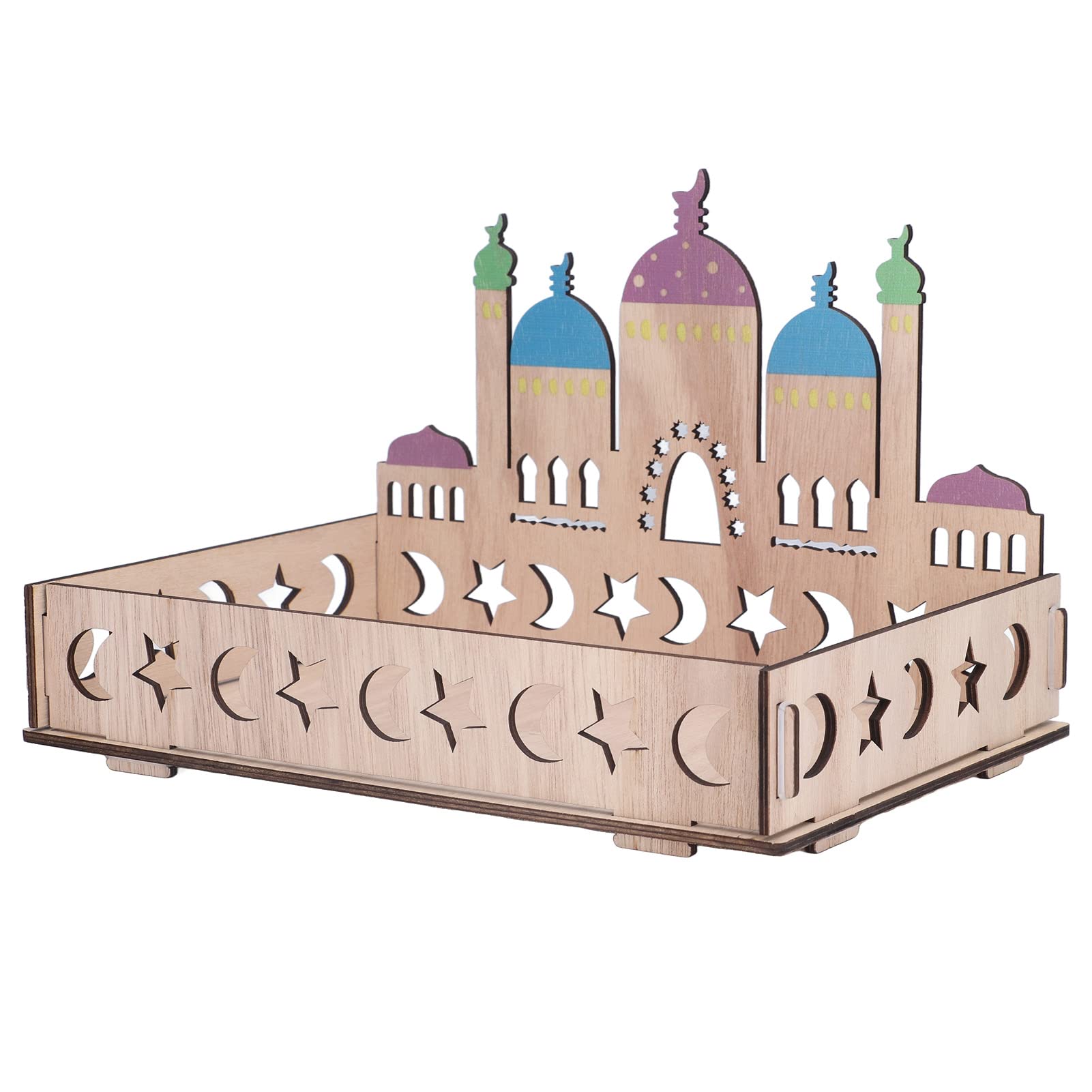 Eid Dessert Tray - Easy to Assemble Wooden Serving Tray 27x18x18cm with Lock Design for Home Decor | Perfect for Holiday Parties, Family Gatherings & Ramadan Celebrations