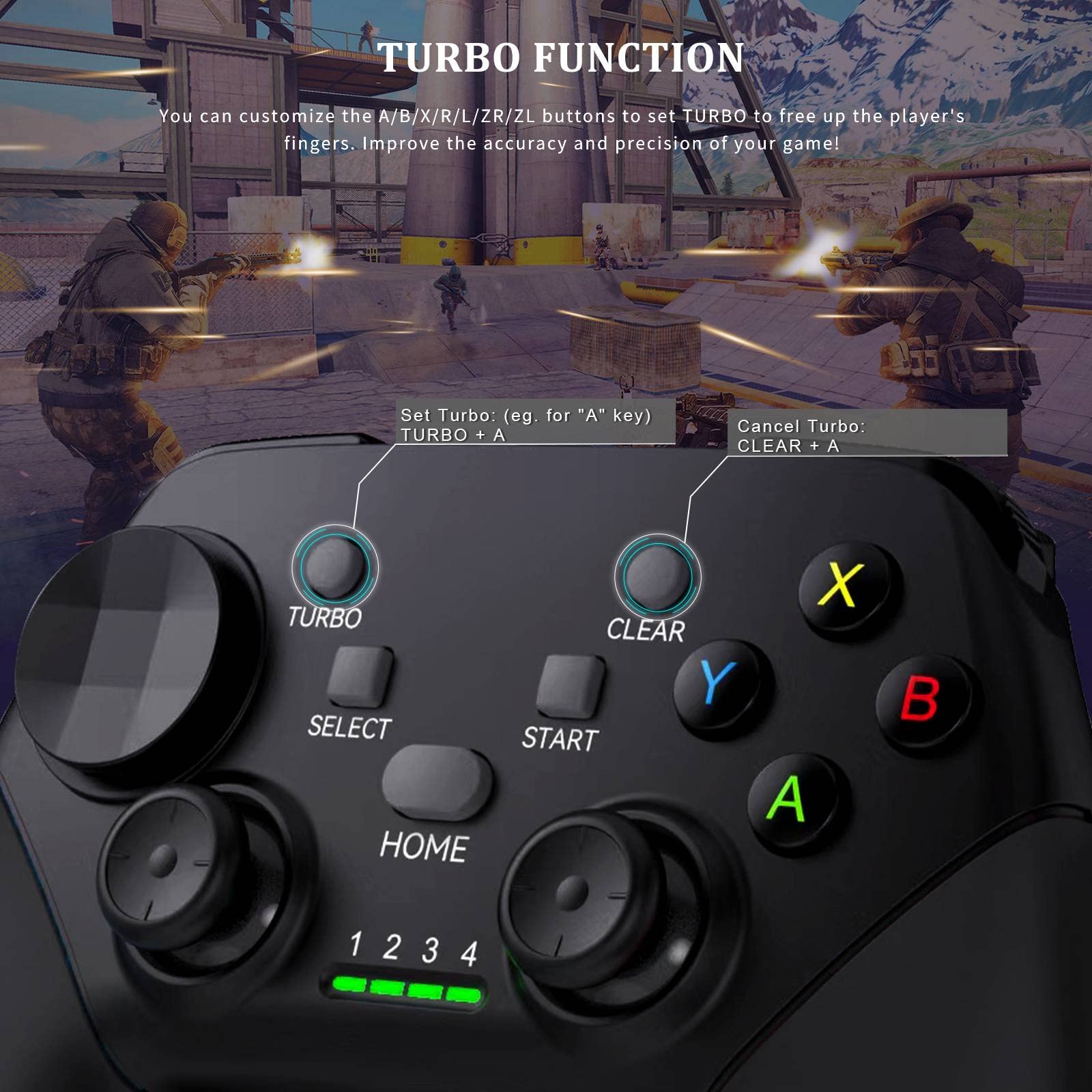 Wireless Game Controller for iPhone, Android, PC & Steam Deck - Compatible with iPhone 15/14/13, iPad, MacBook, Samsung Galaxy & Tablets - Turbo Function & Phone Holder - Perfect for Call of Duty, Apex Legends & Mobile Gaming