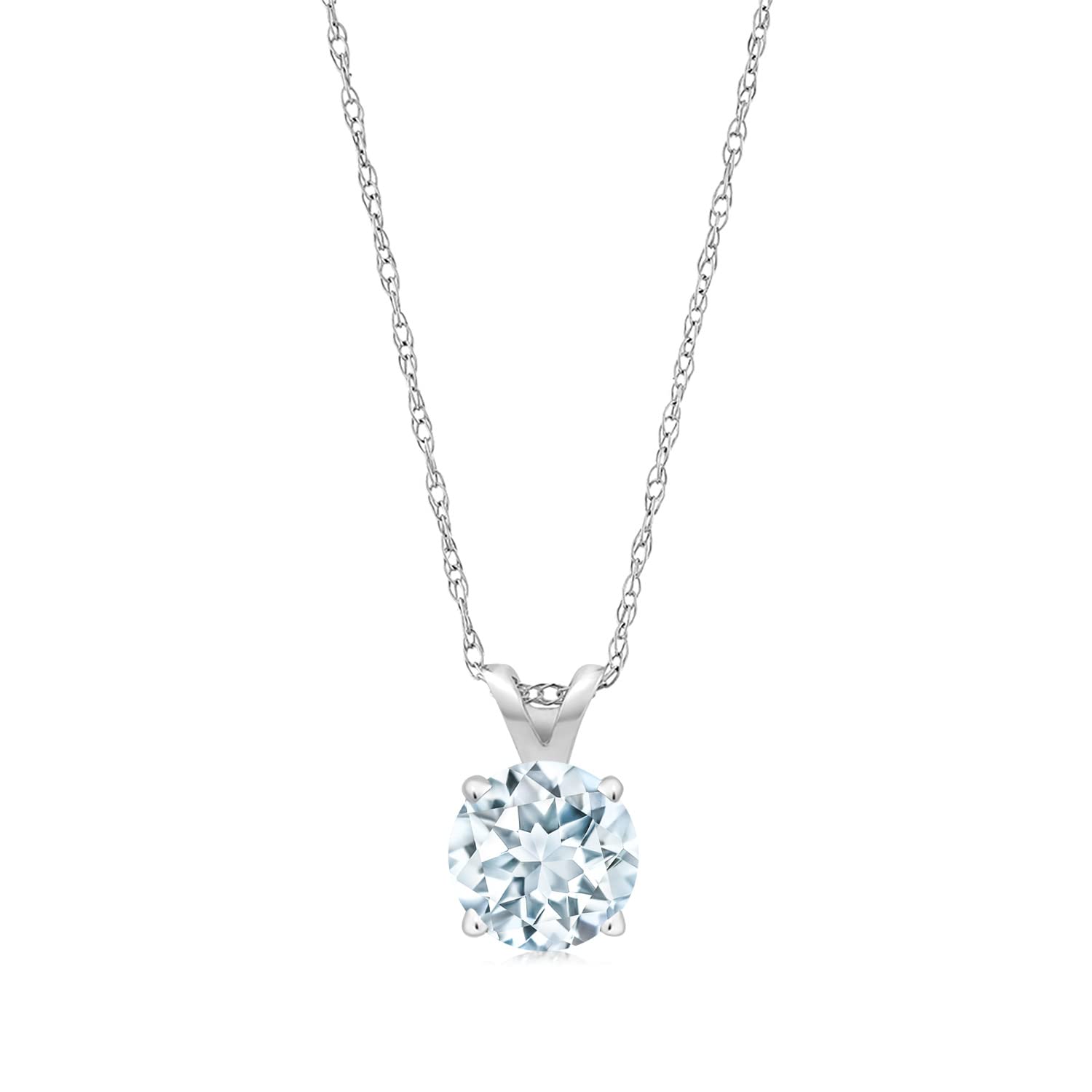 Gem Stone King Solid 14K Gold 6MM Round Birthstone Pendant Necklace for Women - 4-Prong Setting with 18 Inch Gold Chain | Perfect Gift for Birthday, Anniversary & Mother's Day