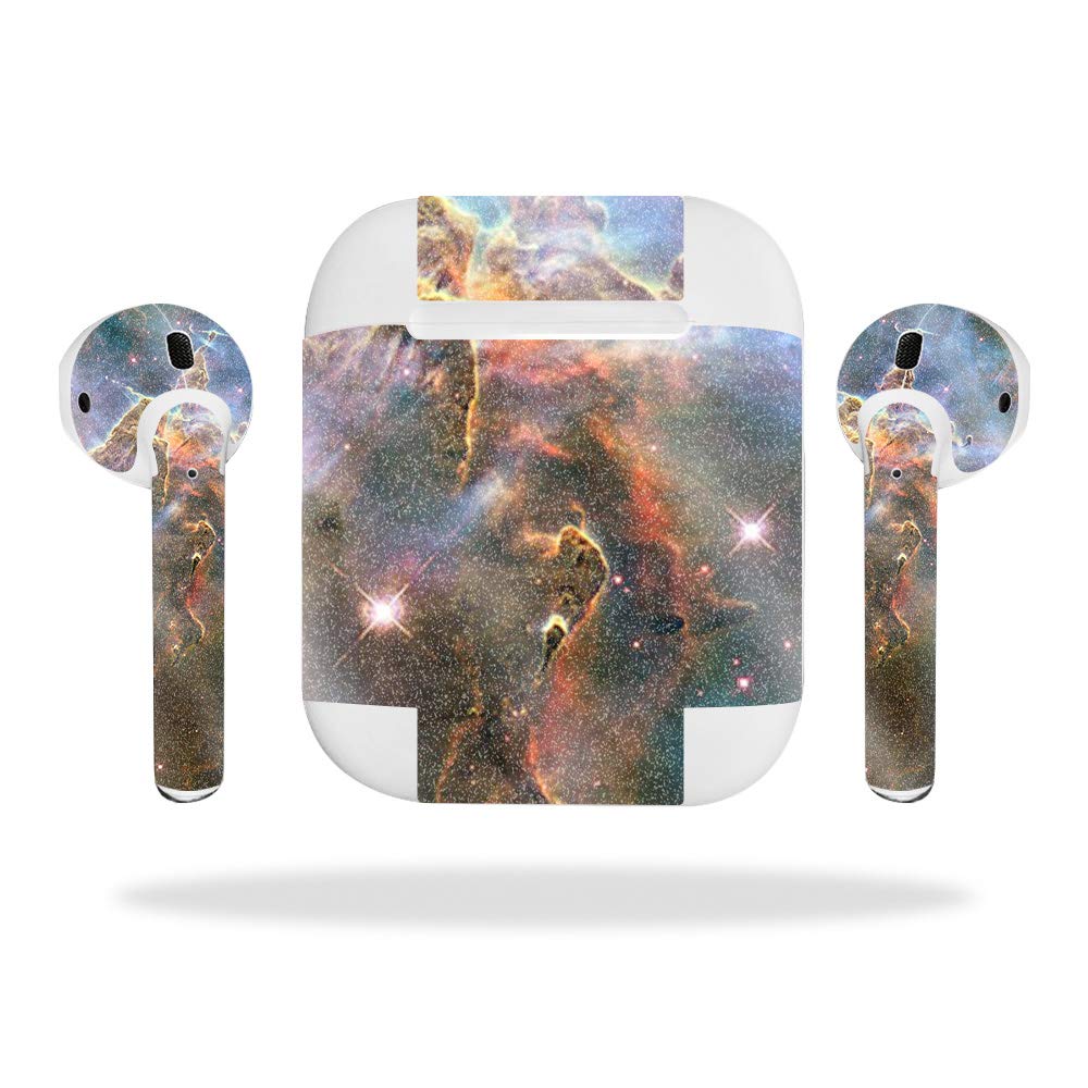 MightySkins Glossy Glitter Protective Skin Cover for Apple AirPods Pro/3/2/1 - Eagle Nebula Design | Durable Scratch-Resistant Case | Easy to Apply & Remove | Made in USA | Perfect for Gym, Travel & Everyday Use