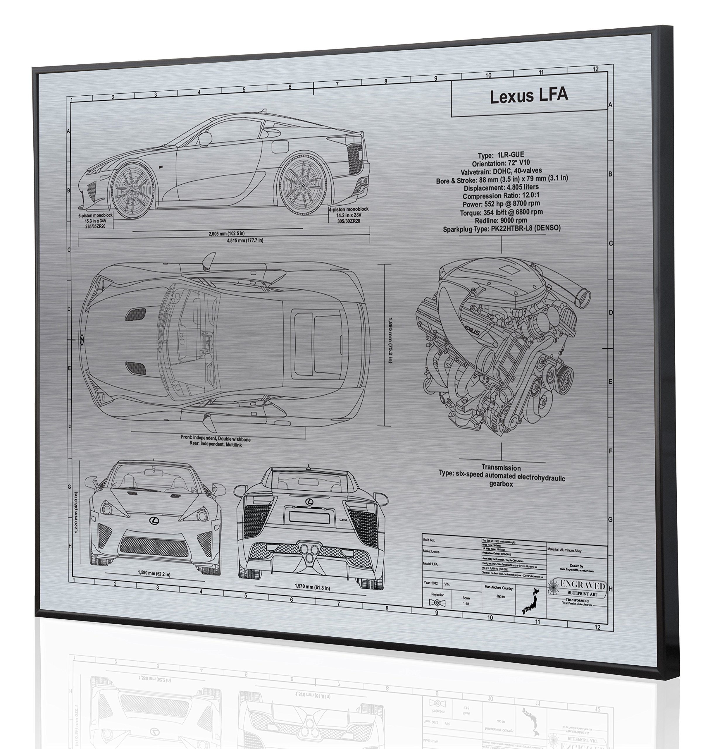 Custom Laser-Marked Lexus LFA Blueprint Artwork - Personalized Car Enthusiast Gift - Perfect for Home/Office Decor & Automotive Enthusiast Collections