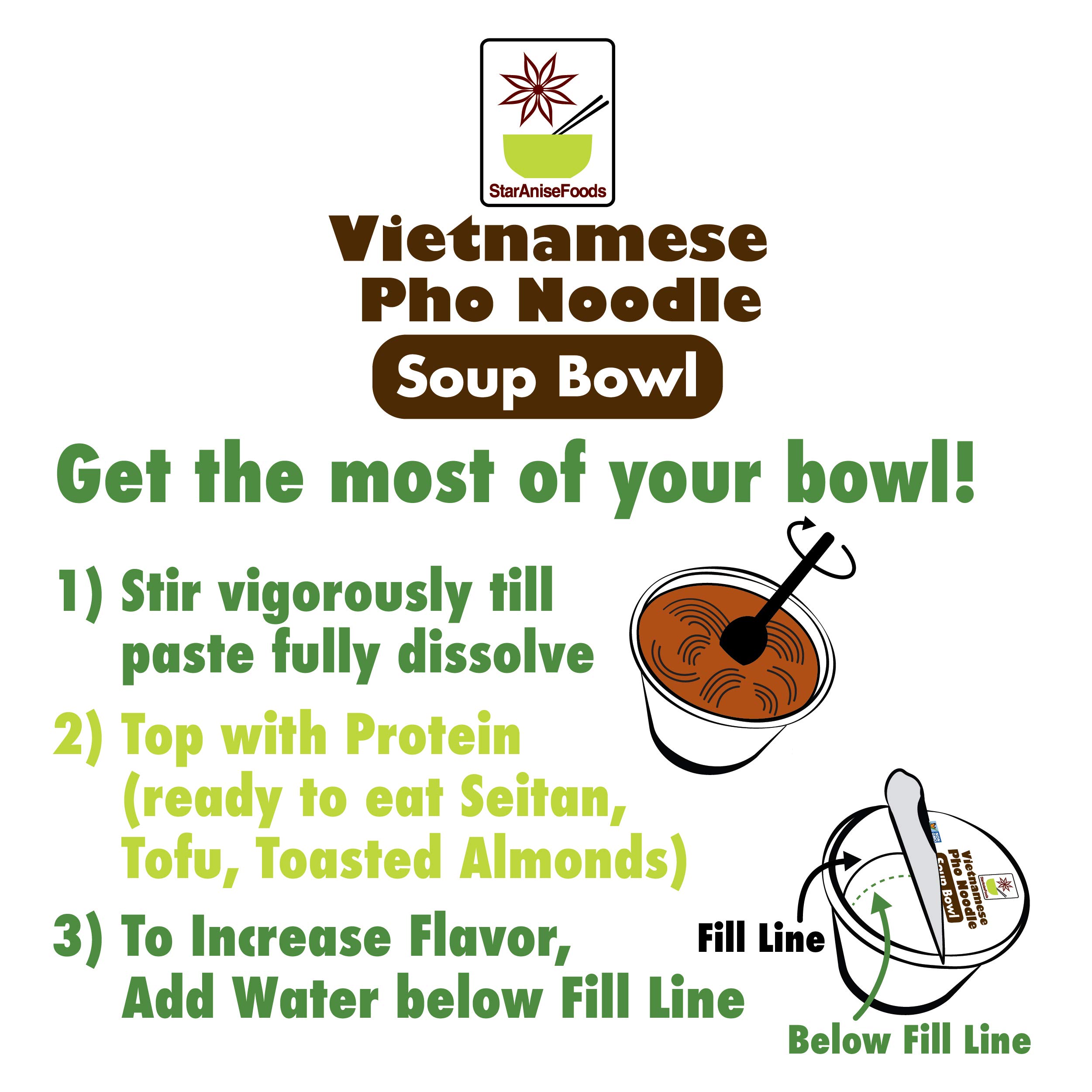 Organic Vegan Gluten-Free Instant Noodles - Authentic Vietnamese Pho Brown Rice Noodle Soup with Toasted Garlic (6 Pack) | Quick Meal, Office Lunch & Asian Food Lovers