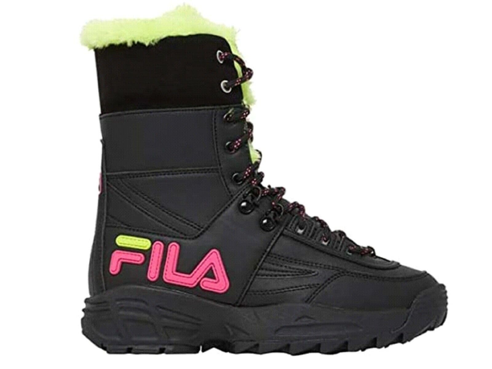 Fila Women's Disruptor II Premium Fashion Sneakers - Black/Lemon Tonic/Knockout Pink Color Options - Size 9.5 - Comfortable Walking Shoes for Women | Perfect for Casual Wear, Gym & Street Style