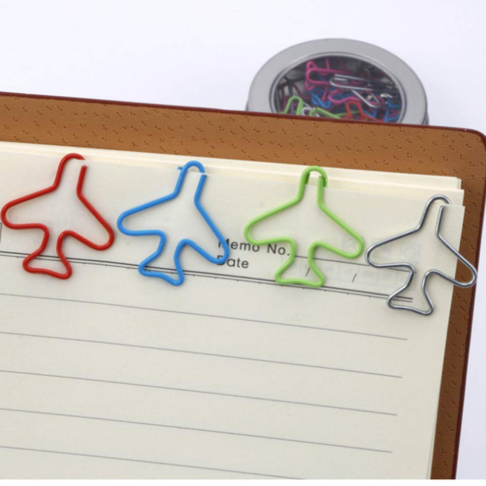 24 Pcs Colorful Airplane Paper Clips with Storage Box - Fun Office Supplies for Bookmarking, Document Organizing & School Projects - Perfect for Kids, Teachers & Office Use