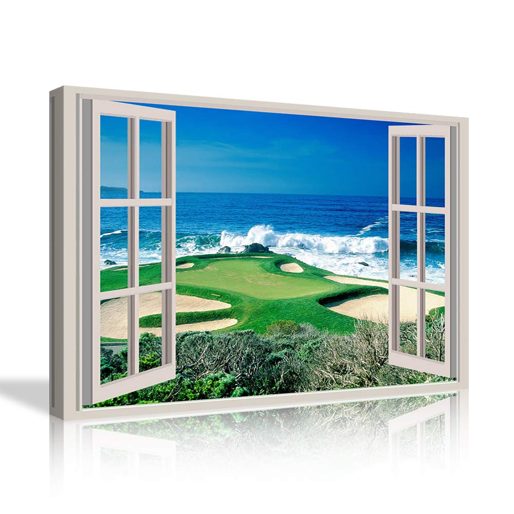 Premium Golf Course Canvas Wall Art - Framed HD Landscape Print for Home & Office Decor - Perfect for Living Room, Man Cave, or Golf Lover's Gift - Ready to Hang