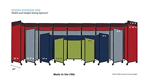 Versare 360 Portable Room Divider Privacy Screen - 14'x6' Freestanding Office Partition with Locking Wheels & Sound Absorbing Panels (Marble Gray) | Perfect for Home Offices, Classrooms & Event Spaces