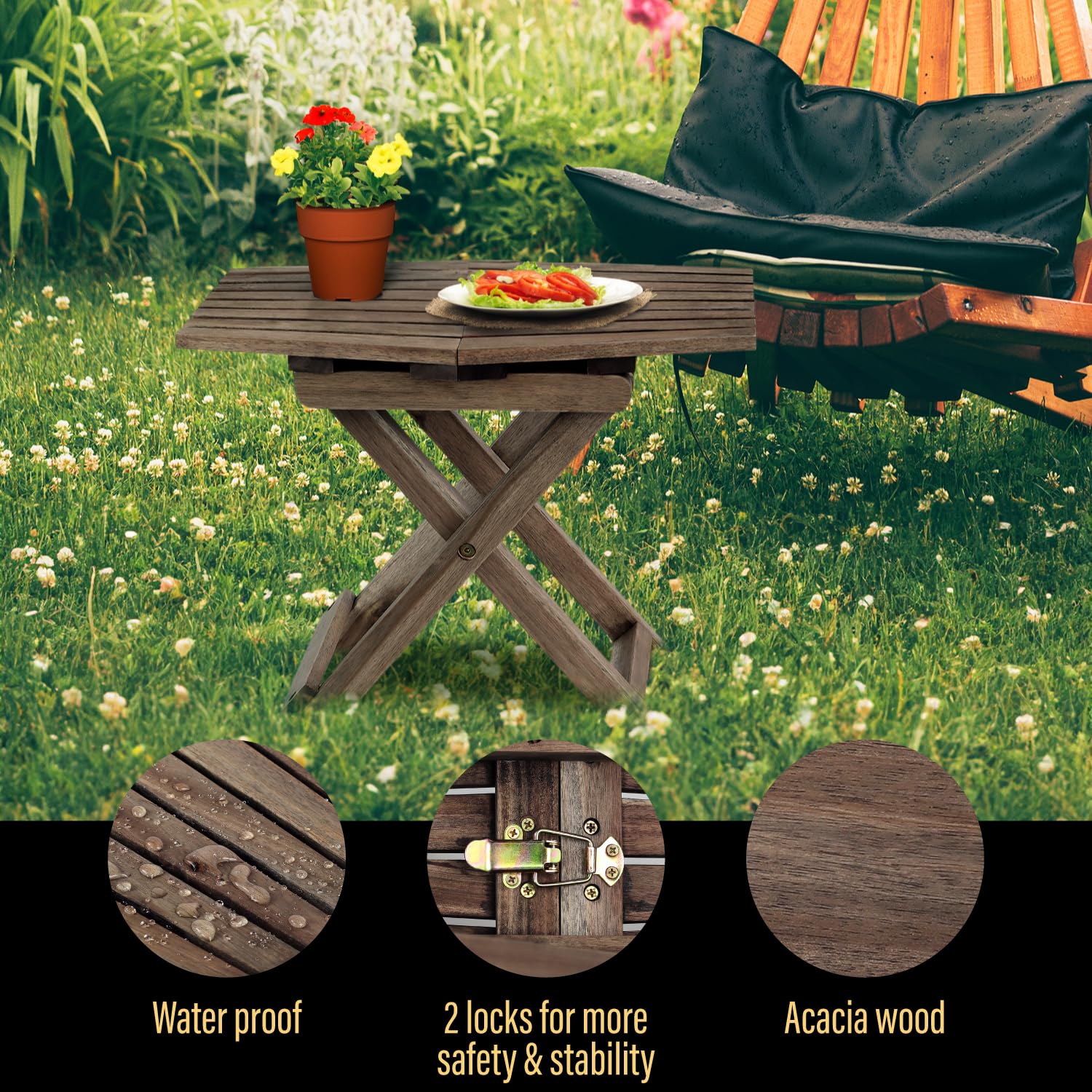 Compact Walnut Folding Side Table - 18
