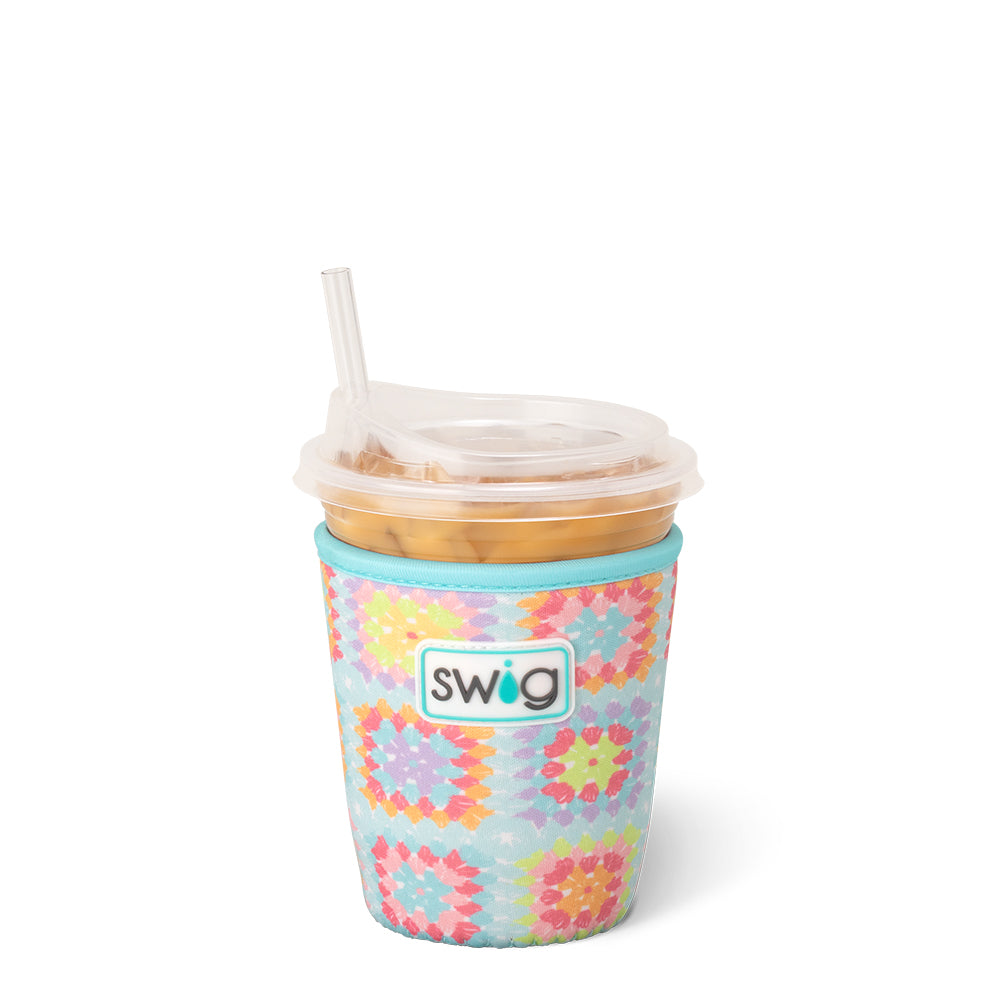 Crochet Granny Squares Cozy for Small Iced Coffee Cups - Handmade Cup Sleeve Protector for Hot & Cold Drinks, Perfect for Iced Coffee, Tea, and Smoothies at Cafés or Home Use