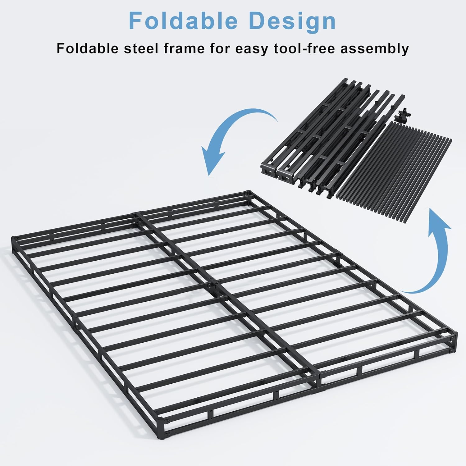 4 Inch High Profile Box Spring for King Bed - Sturdy Metal Frame Mattress Foundation with Easy Assembly | Quiet & Noise-Free Support for Enhanced Sleep Comfort | Perfect for Master Bedrooms, Guest Rooms & Dormitories