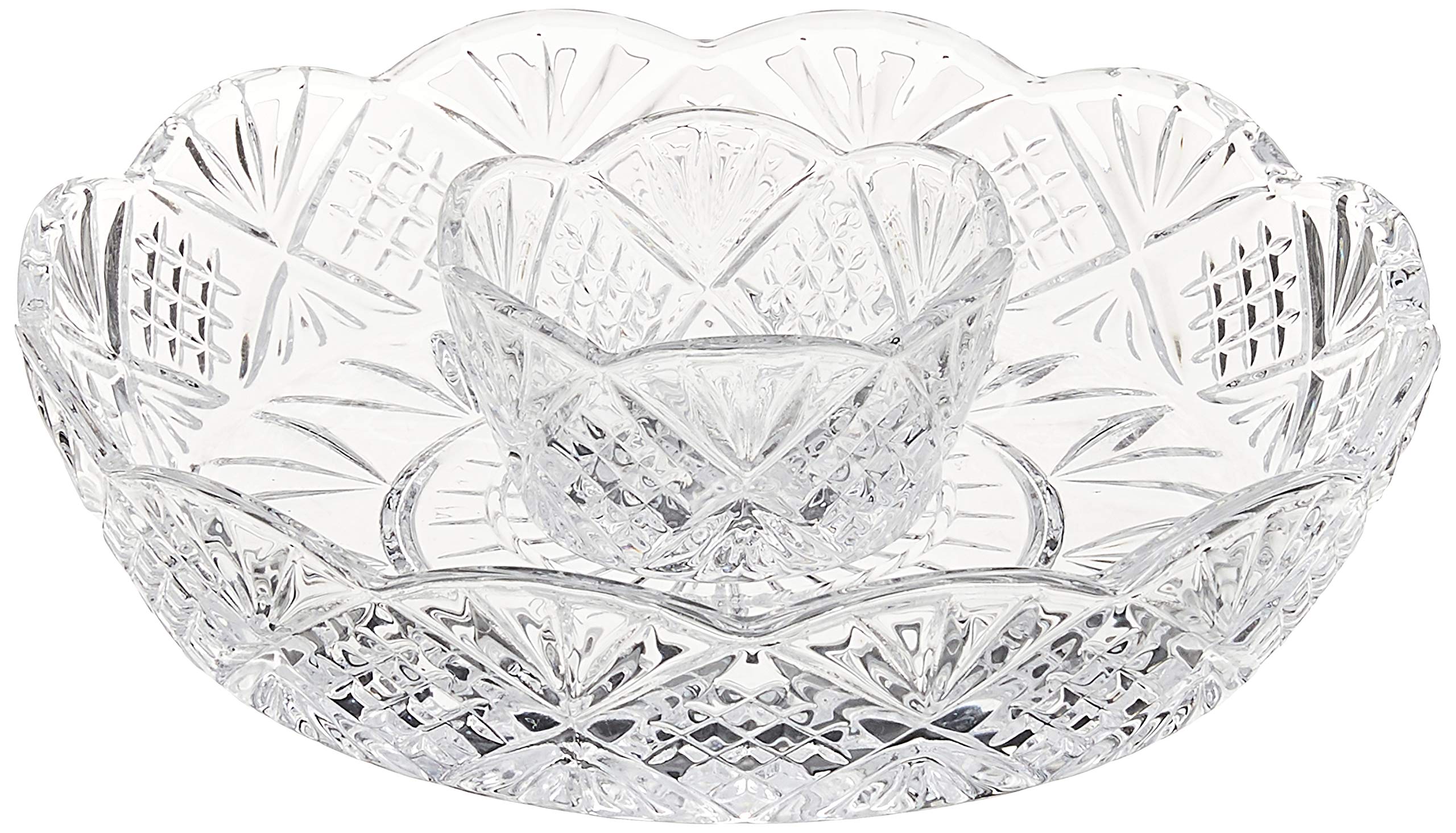 Godinger Silver Crystal Appetizer Serving Platter - Elegant Party Tray for Chips, Dips, Snacks & Hors d'oeuvres | Perfect for Entertaining, Wedding Receptions & Holiday Gatherings