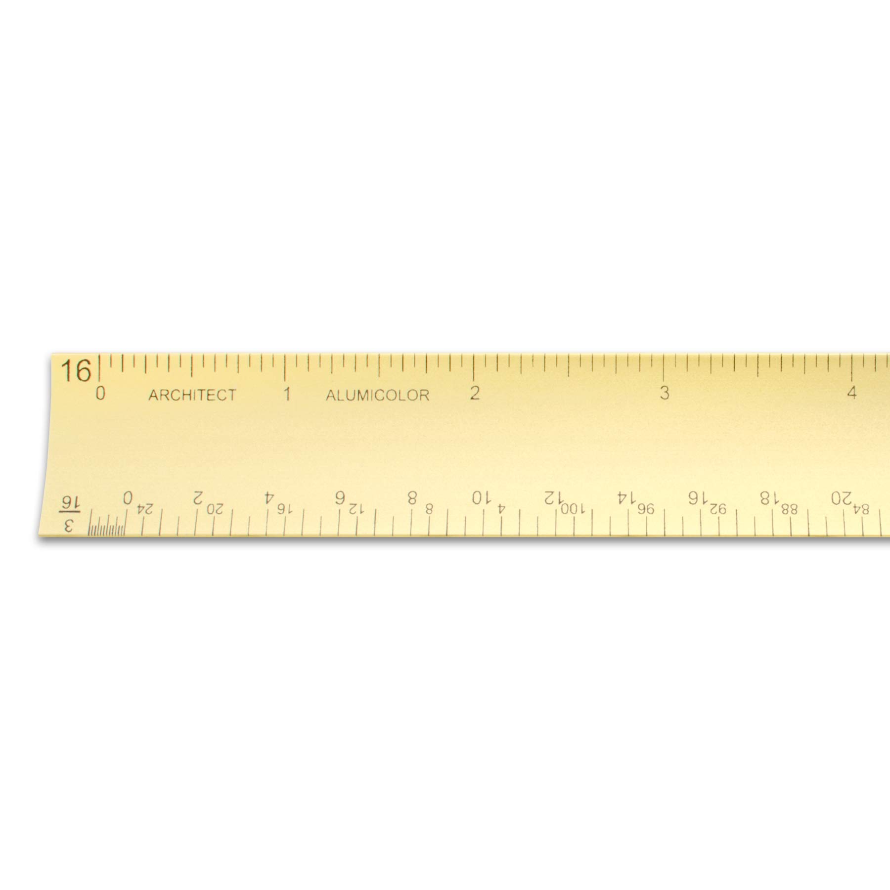 Alumicolor 12-Inch Gold Aluminum Architect Hollow Scale Ruler - Perfect for School, Office, Art, Drafting & Technical Drawing | Durable & Lightweight Measuring Tool for Students, Engineers & Designers