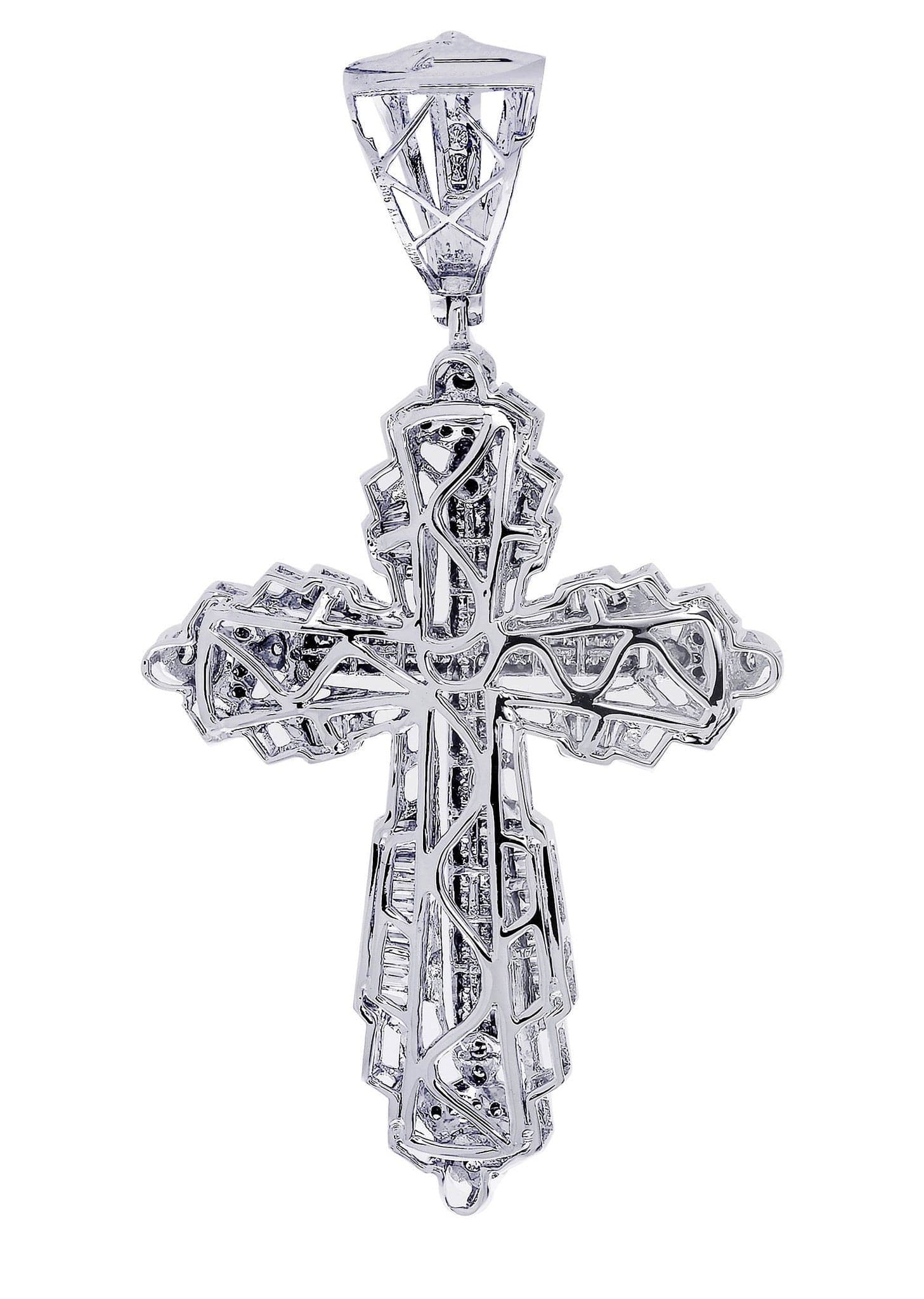 2.1 Carat Diamond Cross Pendant Necklace - 16.75 Grams Solid Gold/Silver - Perfect for Baptism, First Communion & Religious Gifts