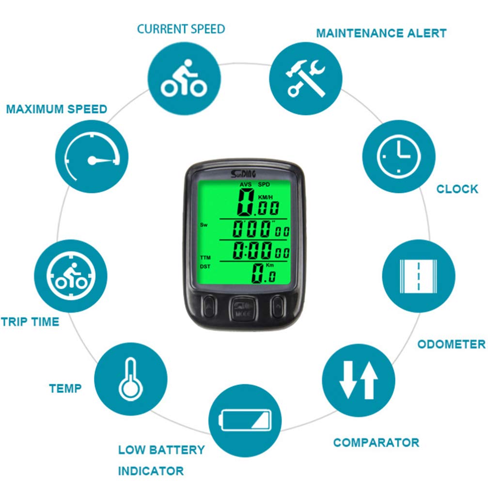 Garneck Bike Computer - Wired Bicycle Speedometer & Odometer with Multi-Function Display, Waterproof Cycling Accessory (Black) - Perfect for Road Bikes, Mountain Bikes & Commuting