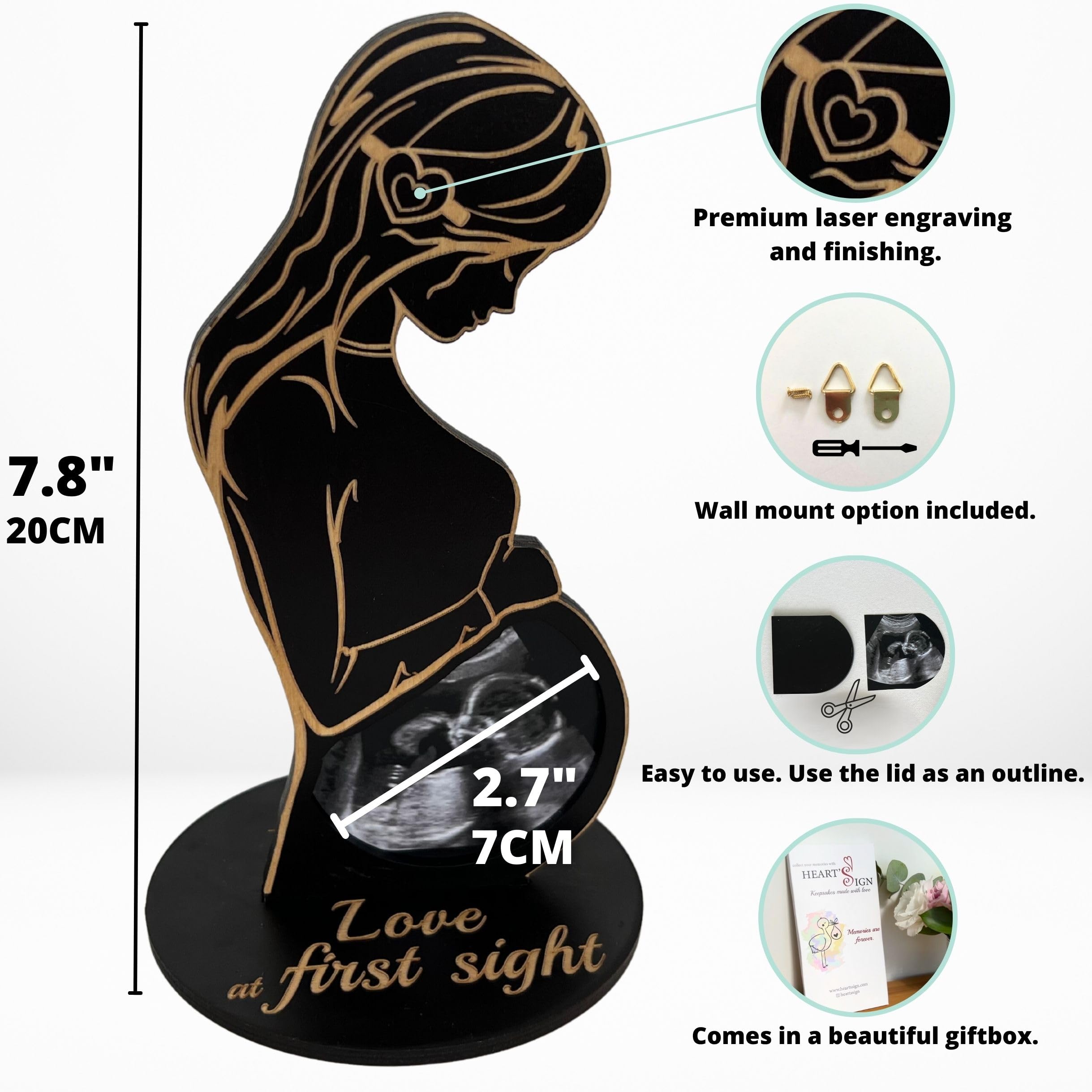 Heart's Sign Ultrasound Frame - Unique Pregnancy Gift for Expecting Moms, Pregnant Wife & Parents-to-Be | Perfect Sonogram Keepsake for Baby Showers, Gender Reveals & Nursery Decor