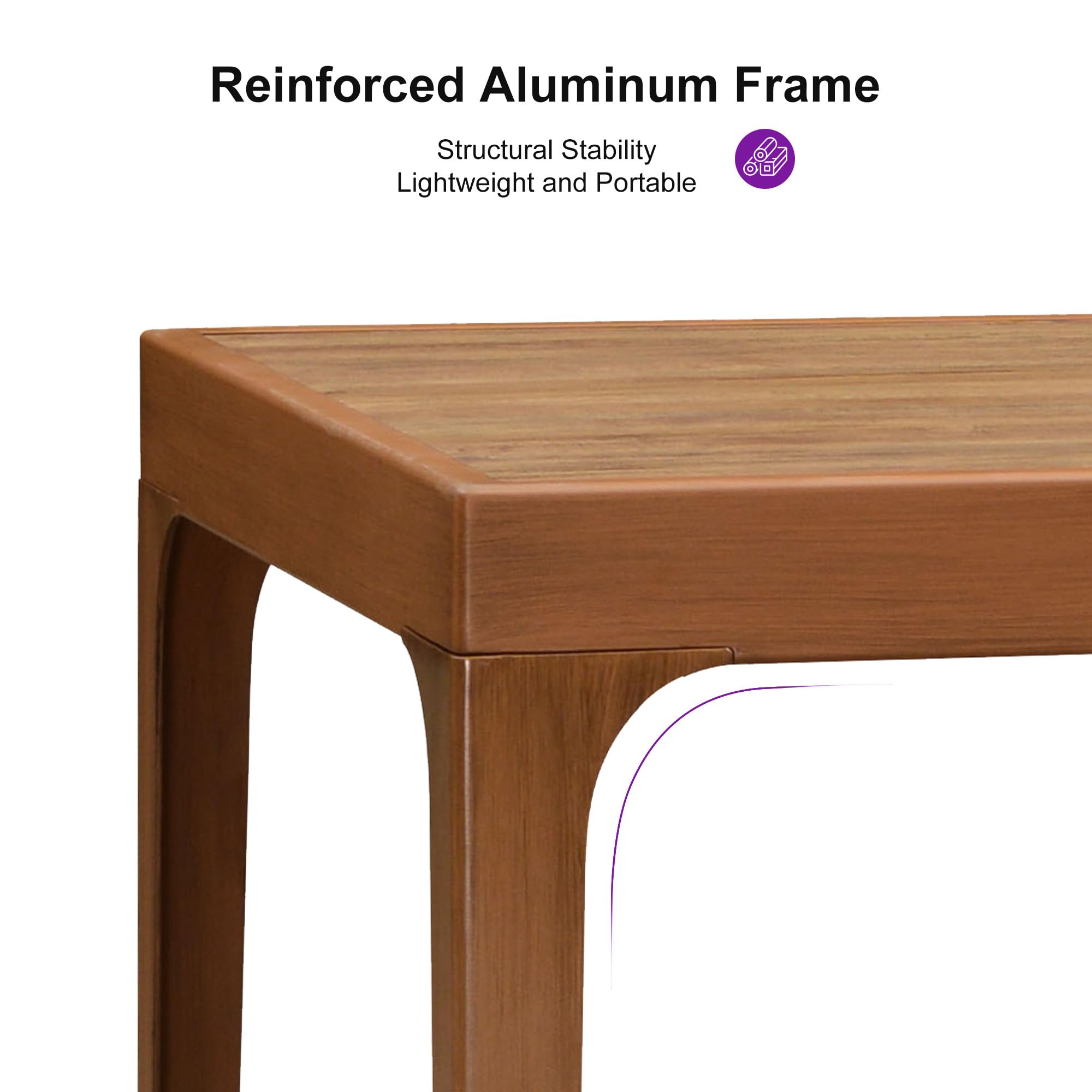 PURPLE LEAF 36 Inch Bar Height Table - Rectangular Patio Dining Table for Outdoor Kitchen, Breakfast Nook, Bistro & Pub - Perfect for Garden, Balcony & Deck - Deep Teak Finish - Ideal for Entertaining & Al Fresco Dining