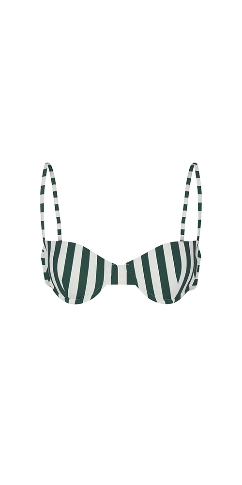 Balconette Underwire Bikini Top - Green Stripes Push Up Bikini for Women | Perfect for Beach, Pool, and Summer Vacations
