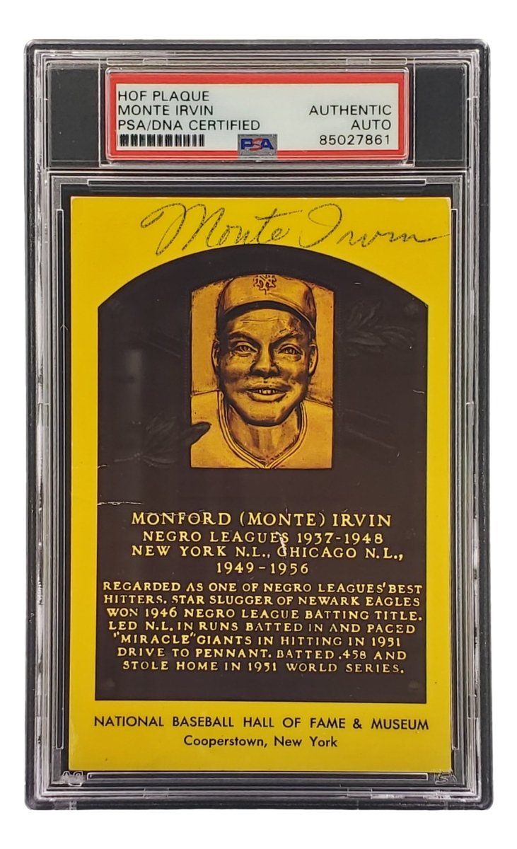 Authentic Monte Irvin Signed 4x6 New York Giants HOF Plaque Card with PSA/DNA Certification 85027861 - Perfect for Baseball Memorabilia Collections & Sports Fan Gifts