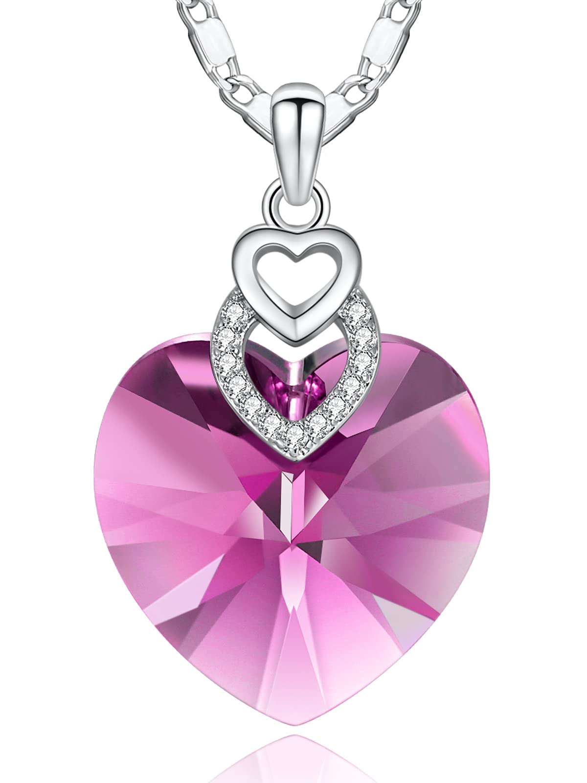 PLATO H 3 Heart Crystal Necklace for Women - Elegant Pendant Jewelry Gift for Her, Girlfriend, Wife, Mother - Perfect for Wedding, Anniversary, Valentine's Day, Birthday & Mother's Day - Ideal for Romantic Dates, Proposals & Special Occasions