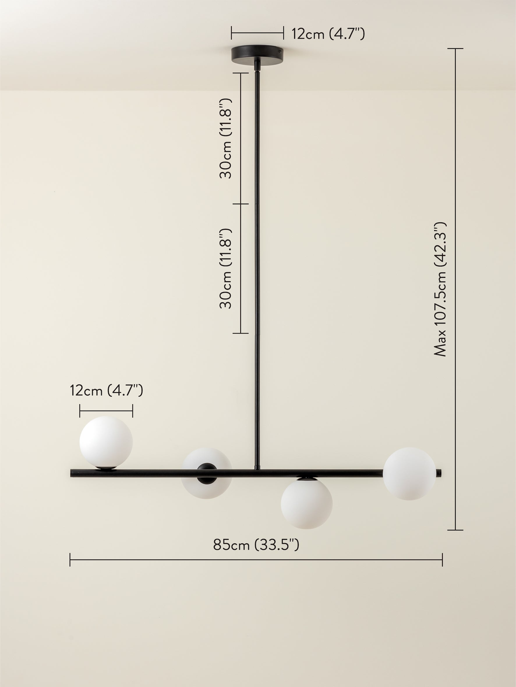 4-Light Matt Black and Opal Glass Pendant Bar Lighting Fixture - Perfect for Kitchen Island, Dining Room, or Bar Counter