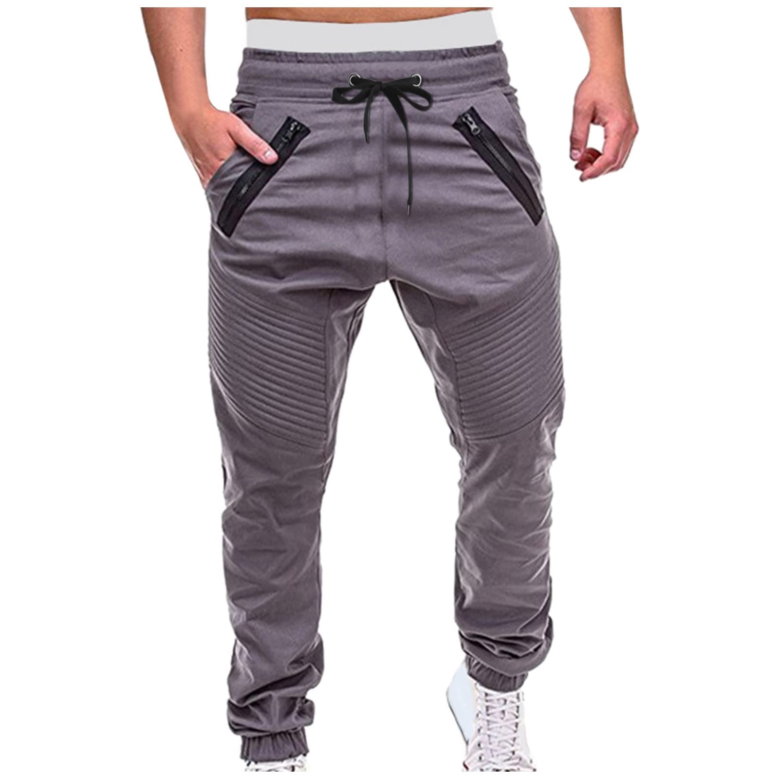 **JUNGE Men's Casual Cargo Sweatpants - Cotton Joggers with Drawstring for Sports & Lounge Wear - Perfect for Gym, Running, and Everyday Comfort**