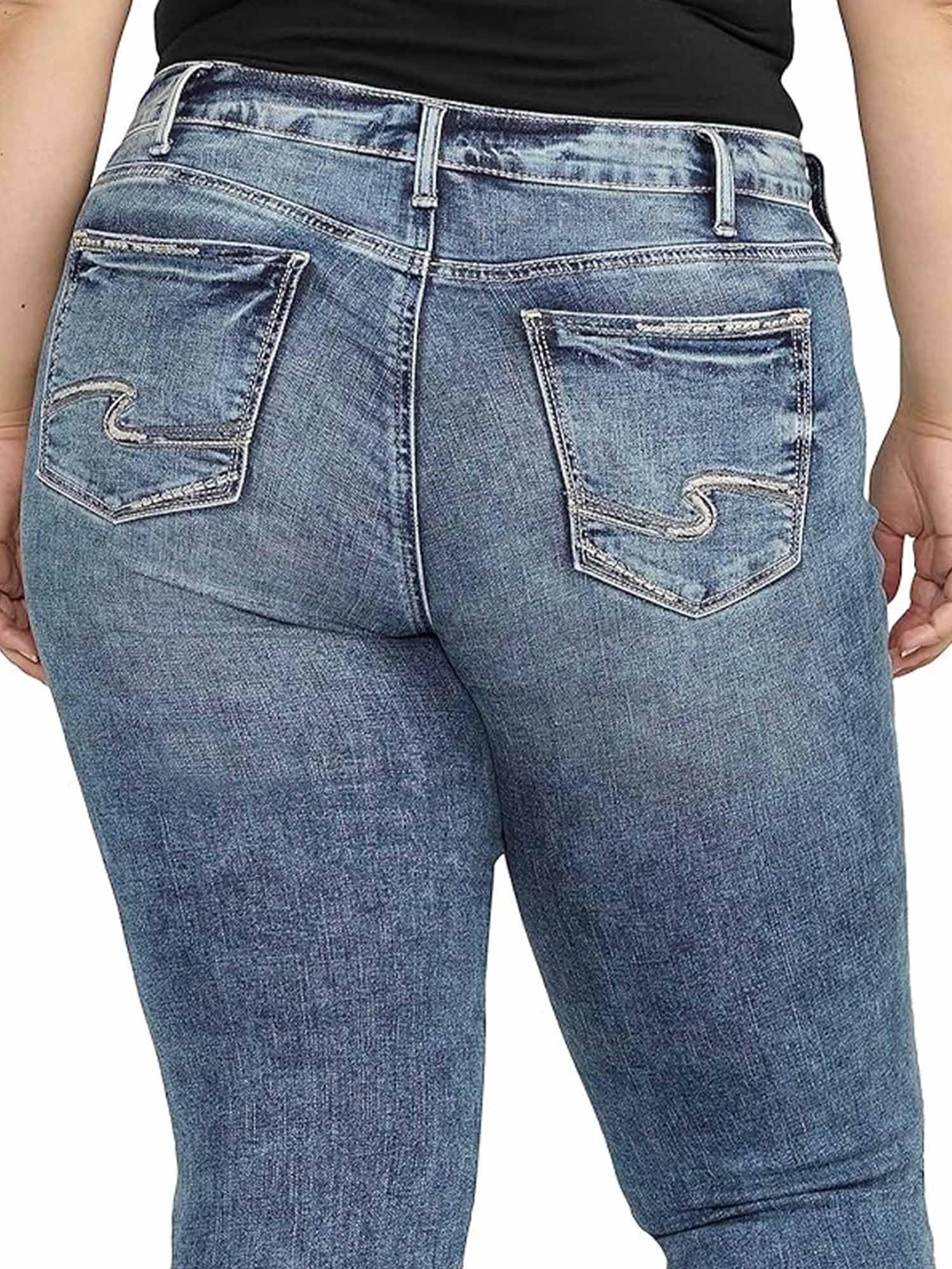 Silver Jeans Co. Women's Plus Size Suki Mid Rise Curvy Fit Bootcut Jeans - Flattering Stretch Denim Pants for Curvy Figures | Perfect for Casual Wear, Office & Night Out