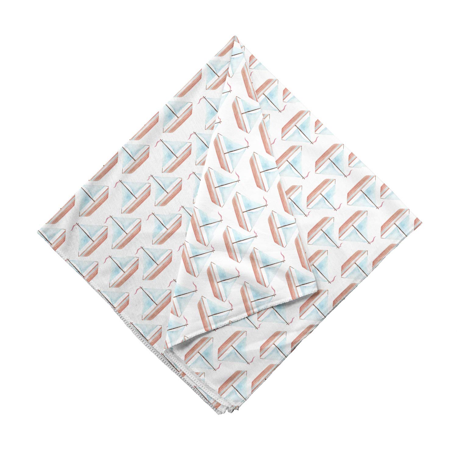 Ambesonne Sailboat Unisex Bandana - Cartoon Sailboat Design in Burnt Sienna & Pale Blue | Perfect for Outdoor Activities, Beach Trips & Summer Fashion Accessories